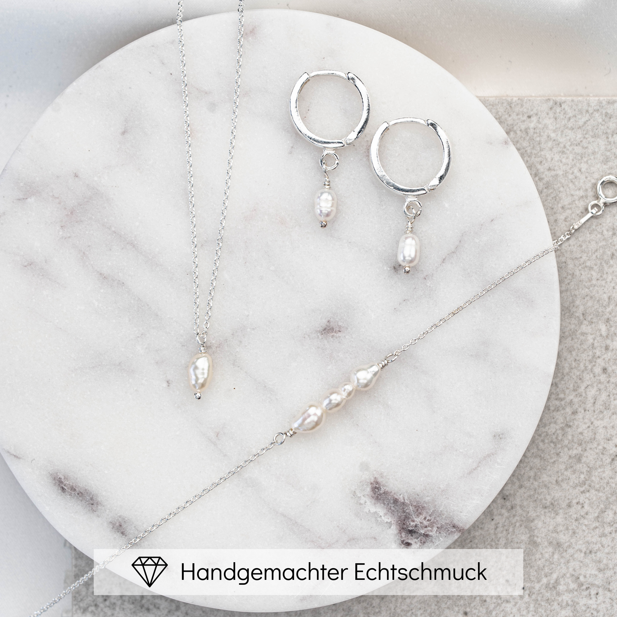 Amelie | Brautschmuck Set mit Süßwasserperle - echte Perle