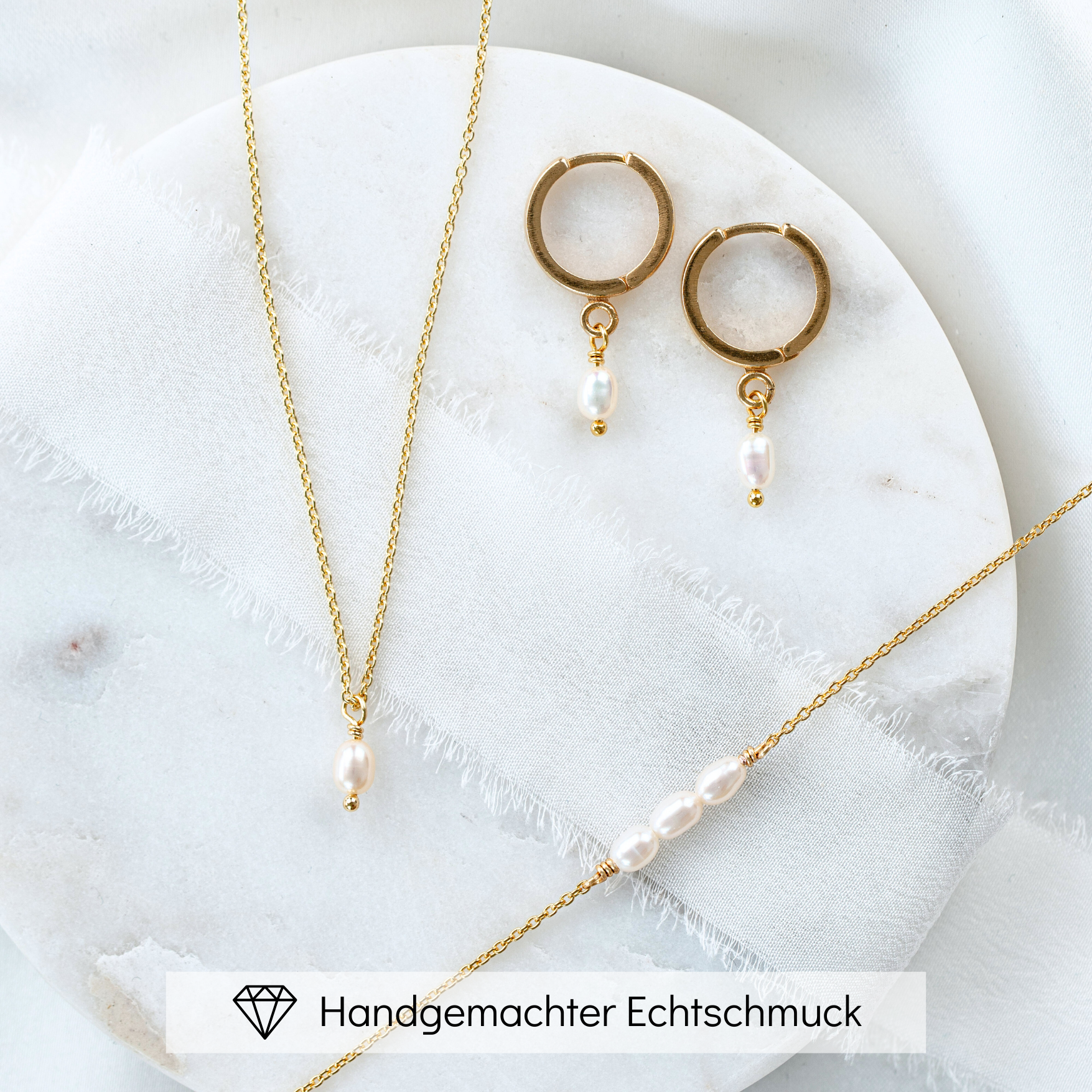 Amelie | Brautschmuck Set mit Süßwasserperle - echte Perle