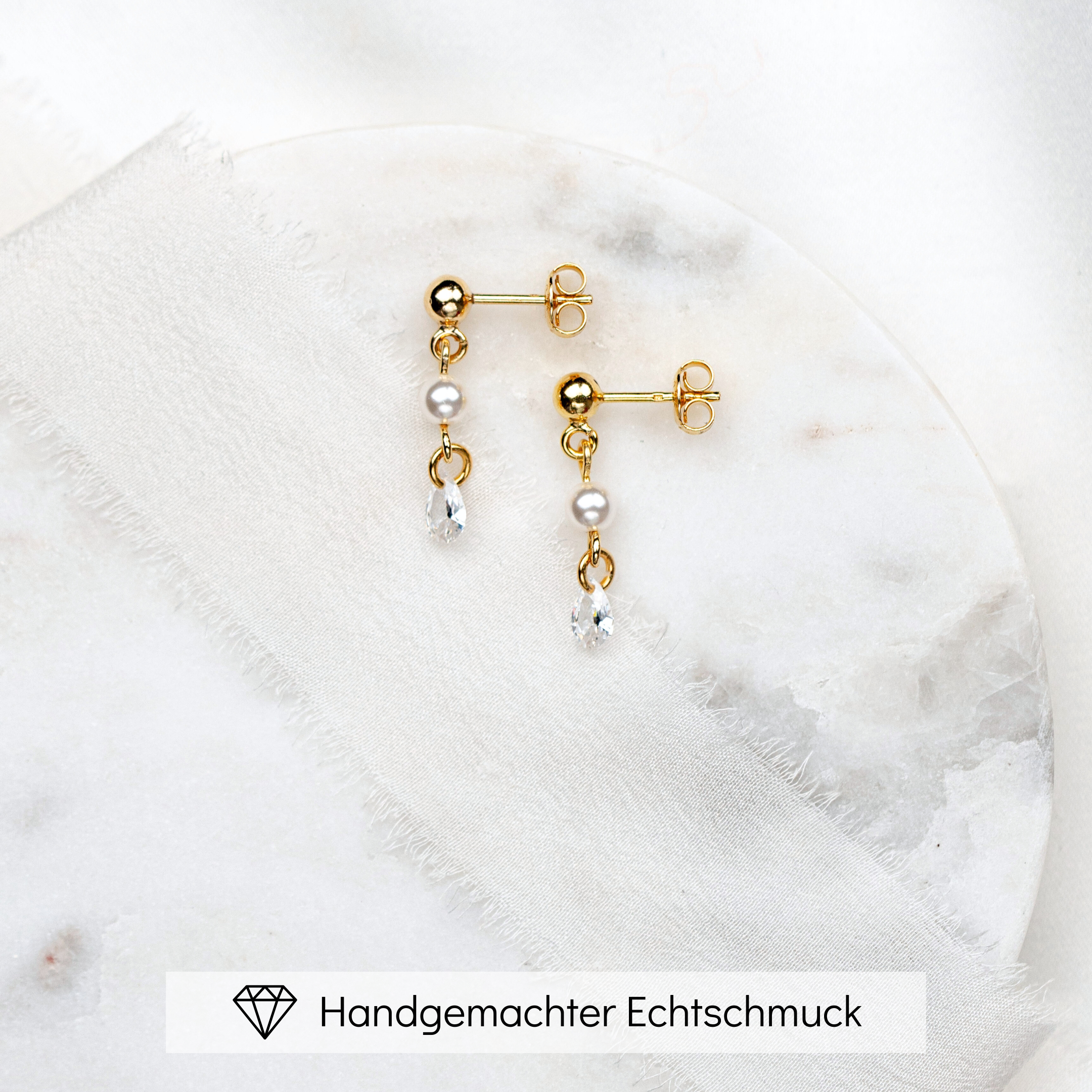 Amina | Braut Ohrringe mit Perlen und Kristallen