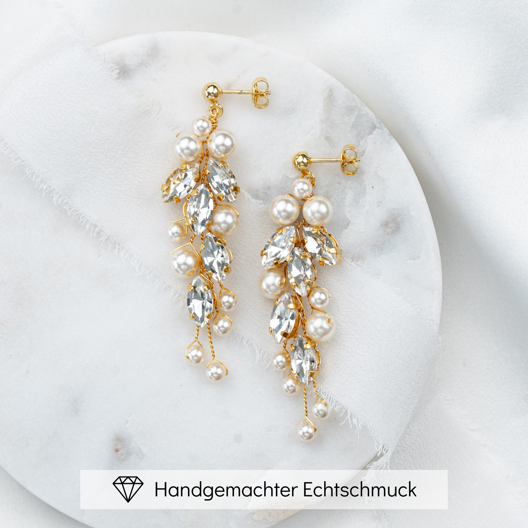 Anastasia | Brautohrringe mit Perlen und Kristalle