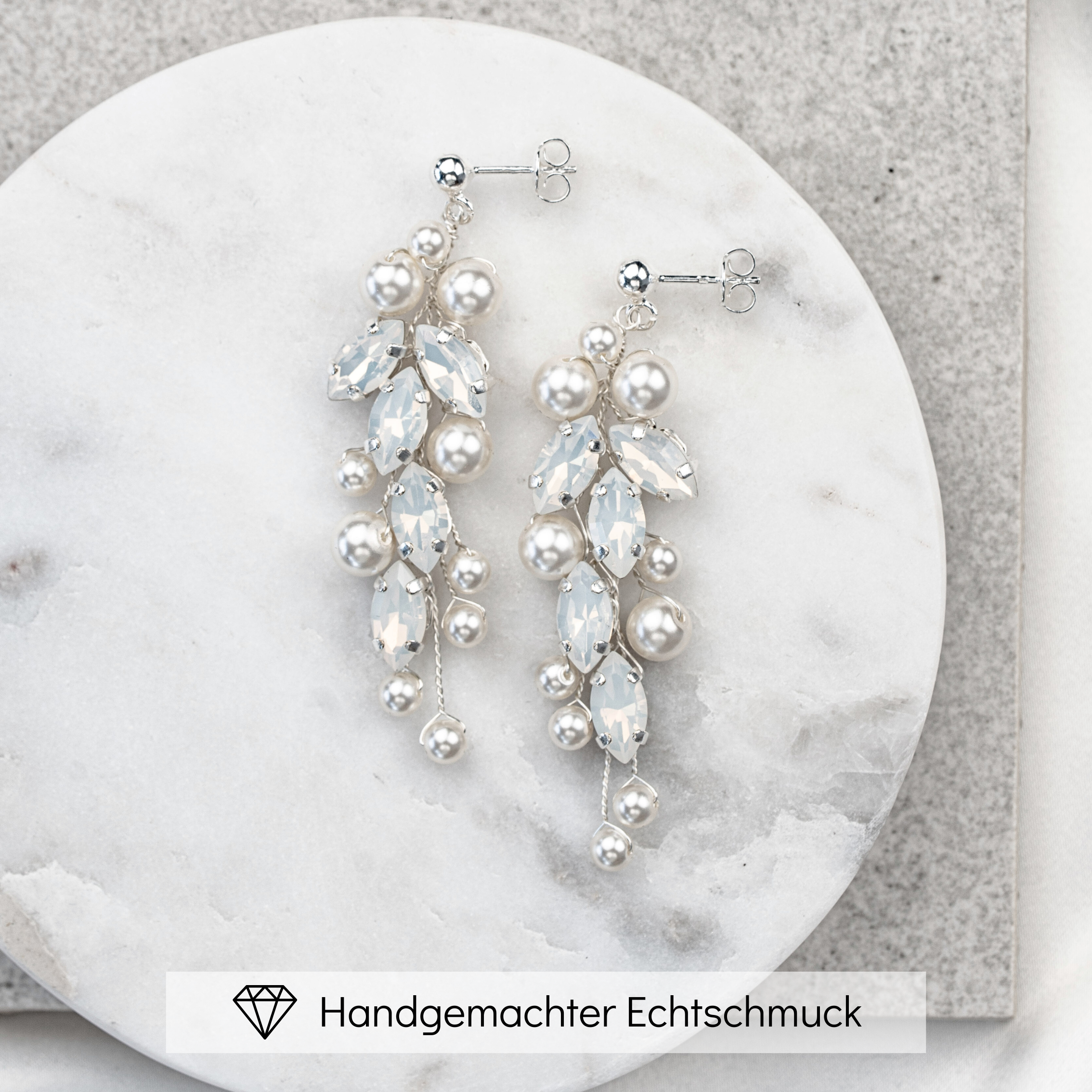 Anastasia | Brautohrringe mit Perlen und Kristalle