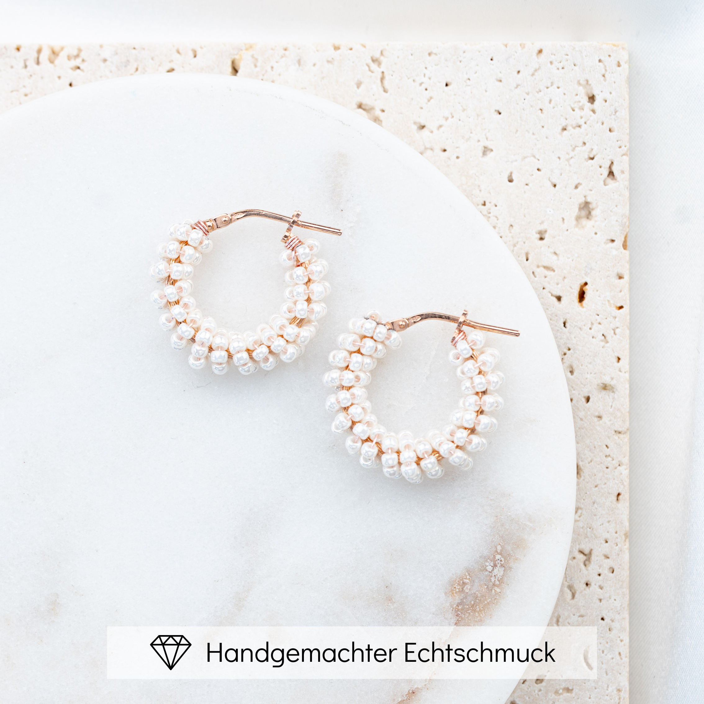 Belina | Braut Creolen mit kleinen Perlen