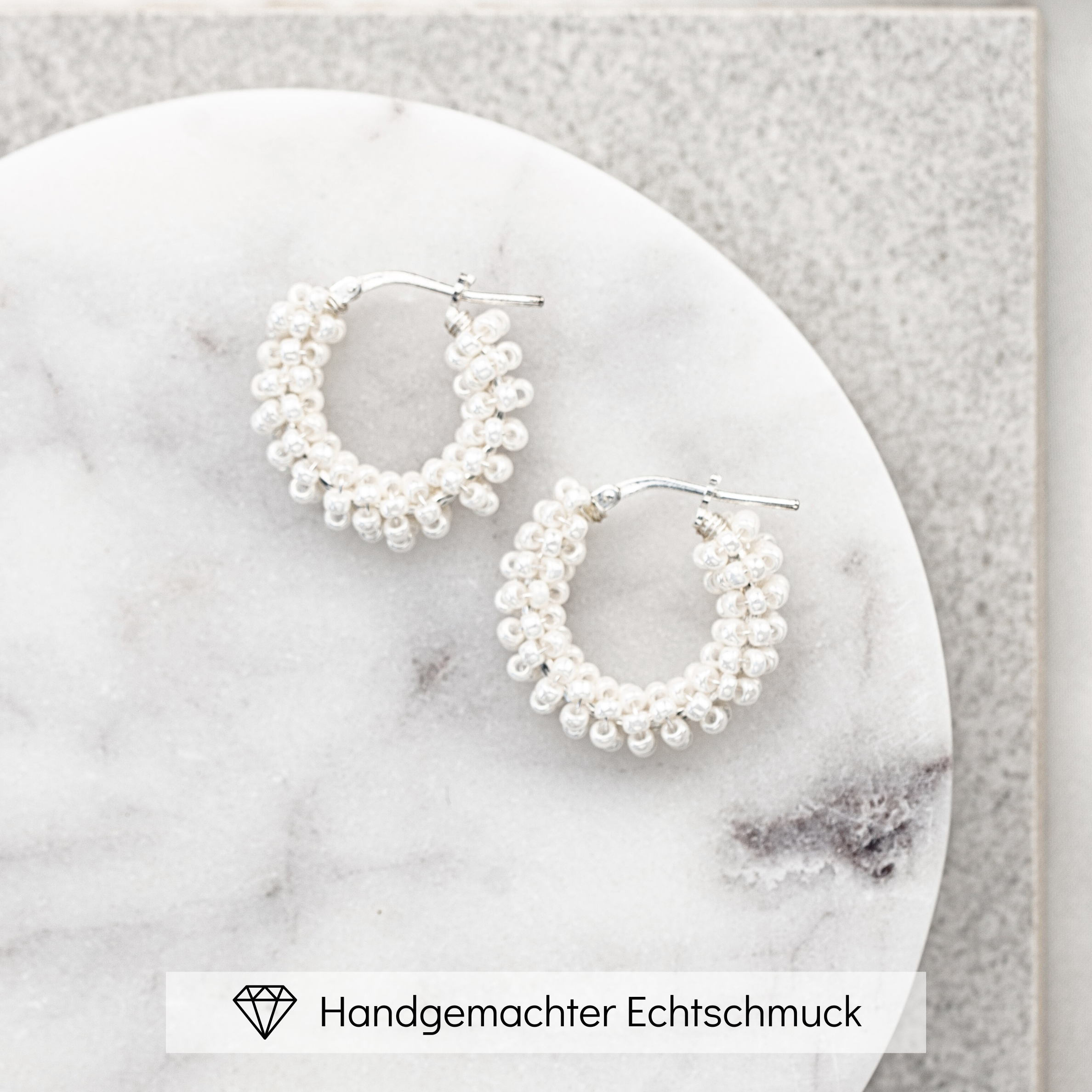 Belina | Ohrringe Hochzeit - Creolen mit kleinen Perlen