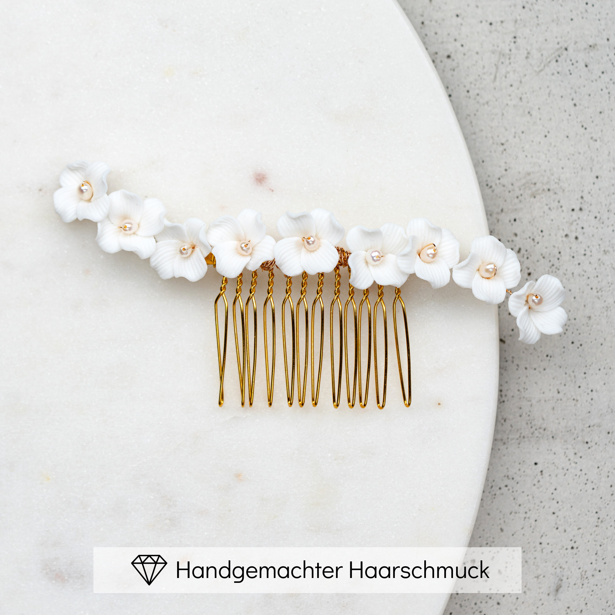 Coco Haarkamm dezent | weiße Blüten