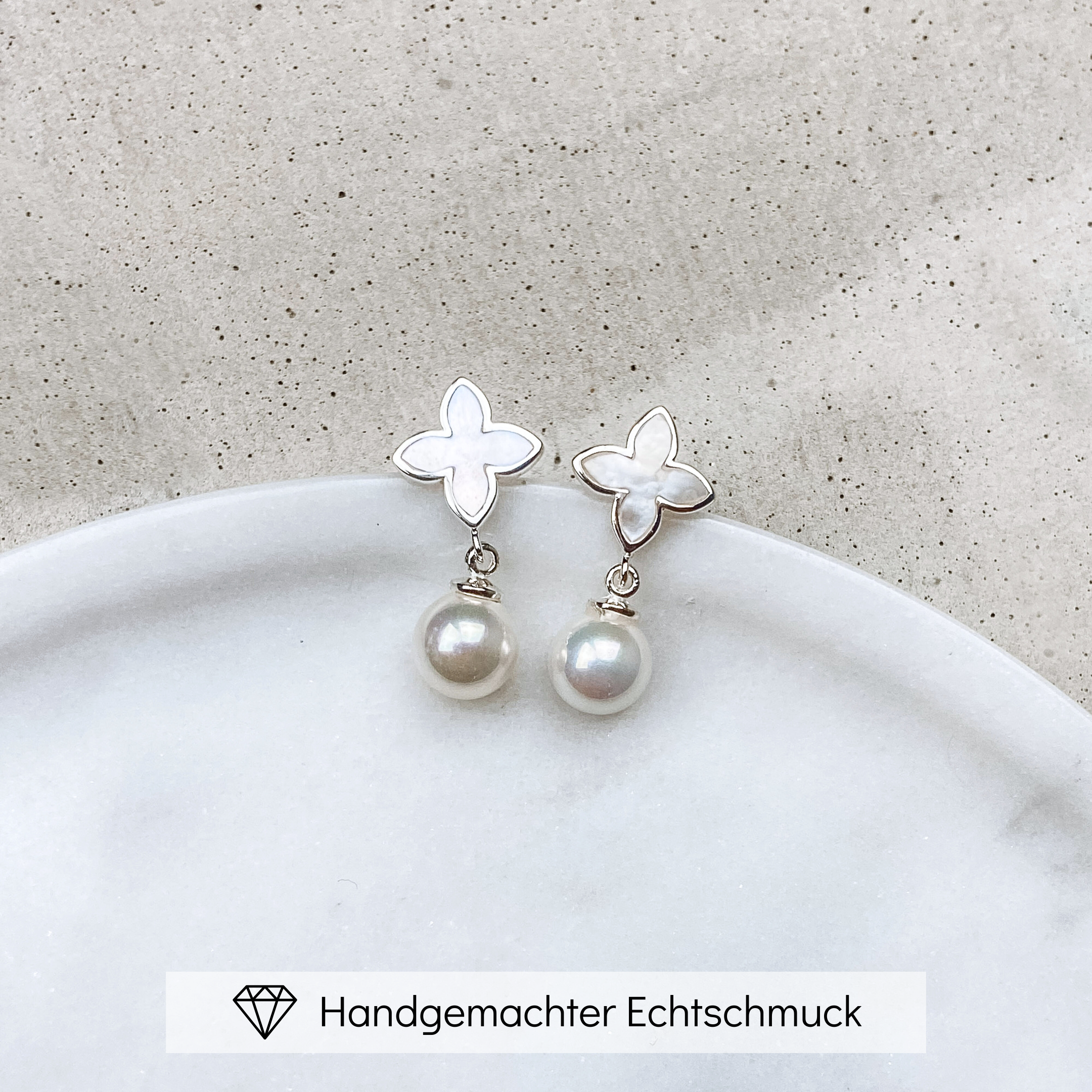 Daisy mit Perle | Ohrringe Hochzeit mit Blüte und Perle