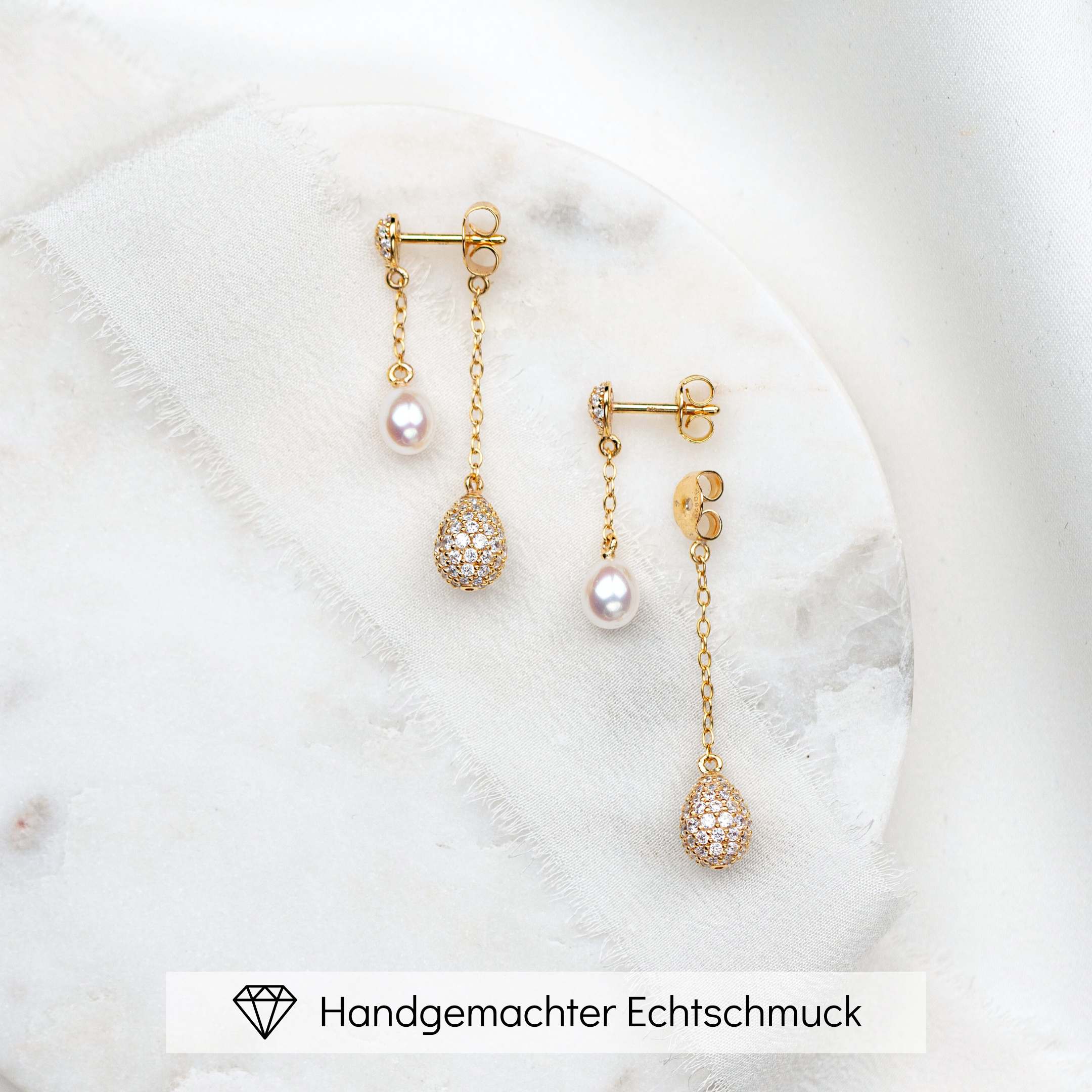 Elaine | Braut Ohrringe mit echter Perle