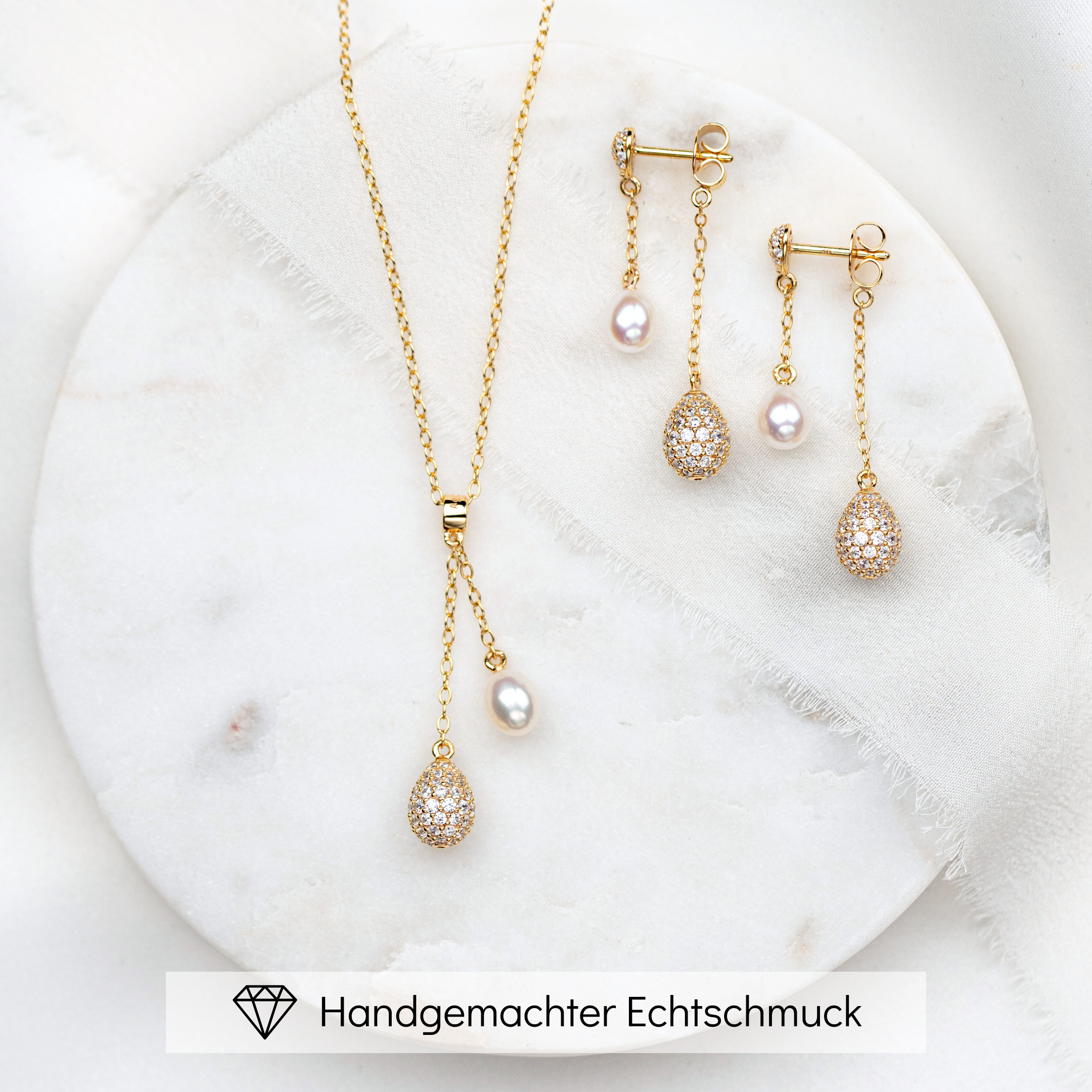 Elaine | Brautschmuck Set mit echter Perle
