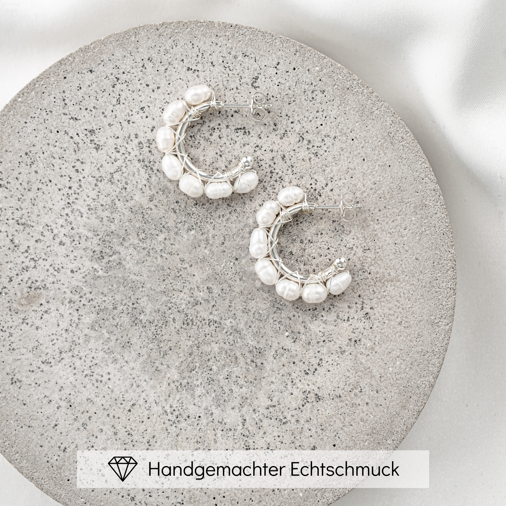 Heidi | Ohrringe Hochzeit - Creolen mit echten Perlen
