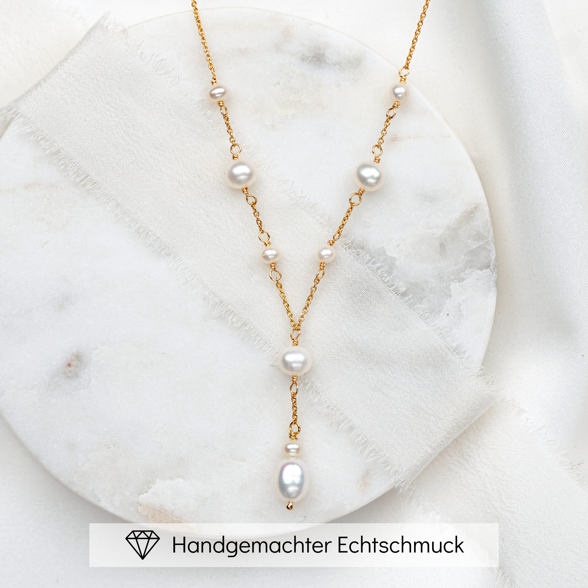 Joy | Braut Y-Halskette mit echten Perlen