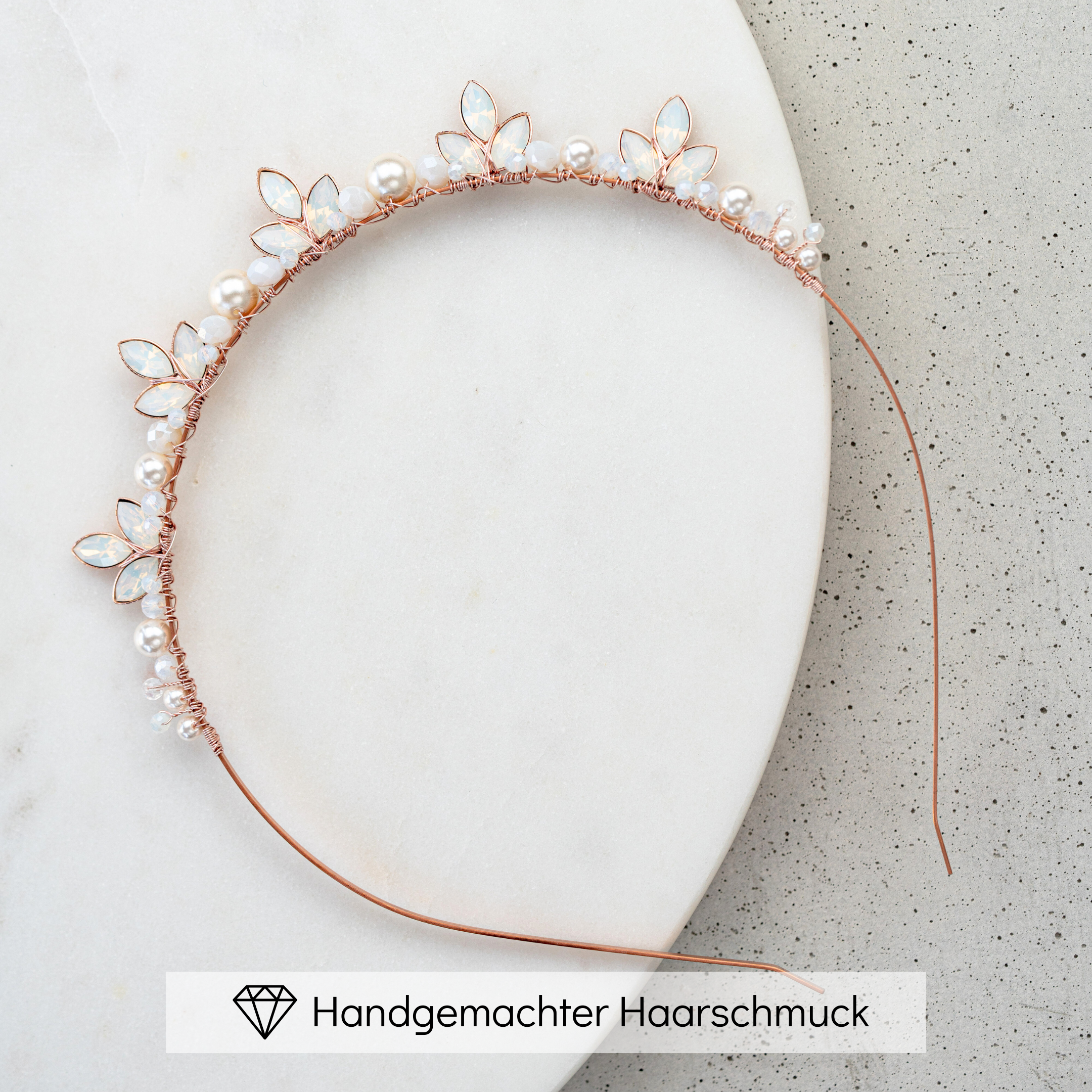 Kate | Diadem Hochzeit Haarreif mit Perlen und Kristallen Krone
