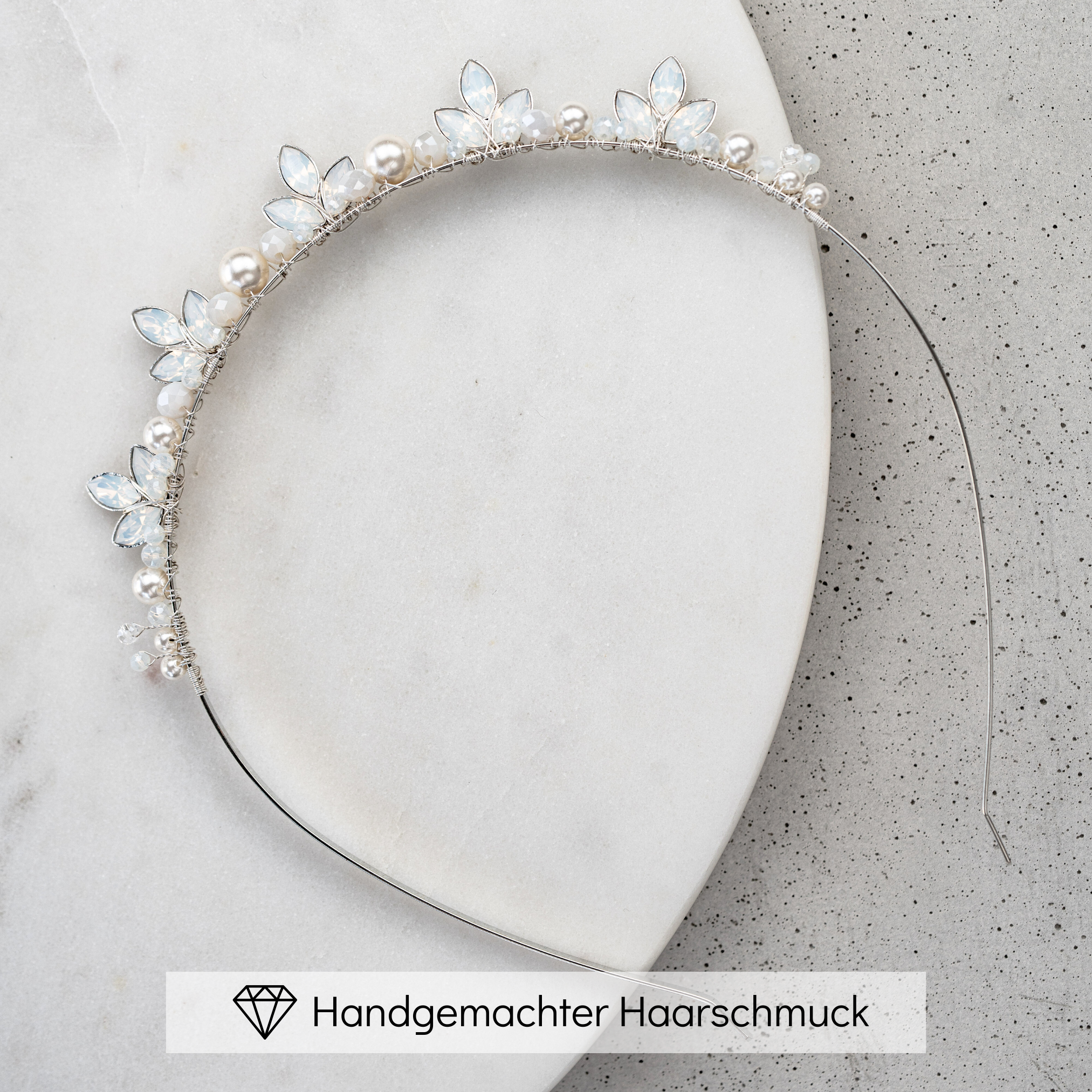 Kate | Diadem Hochzeit Haarreif mit Perlen und Kristallen Krone