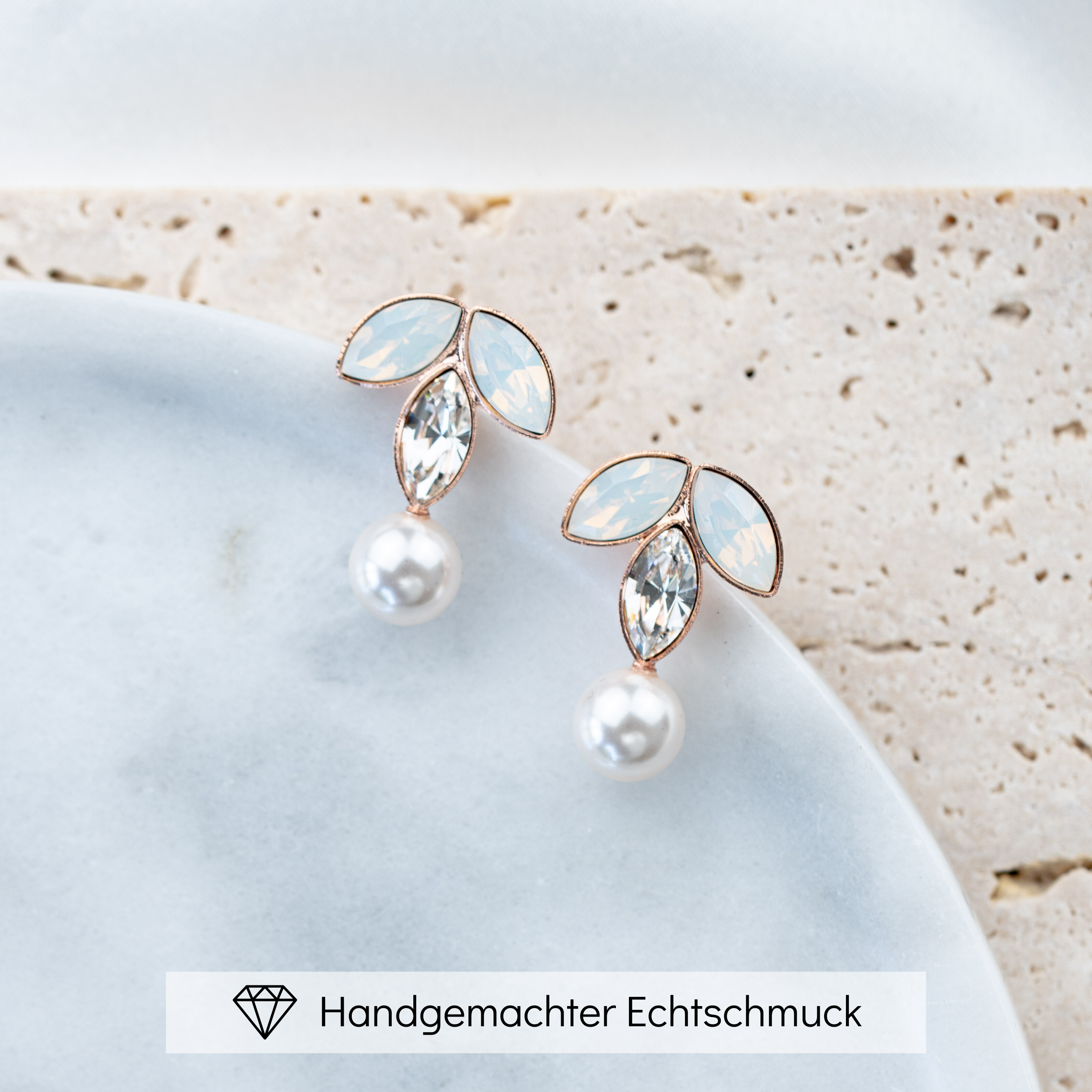 Katy | Brautohrringe mit Perlen und Kristallen