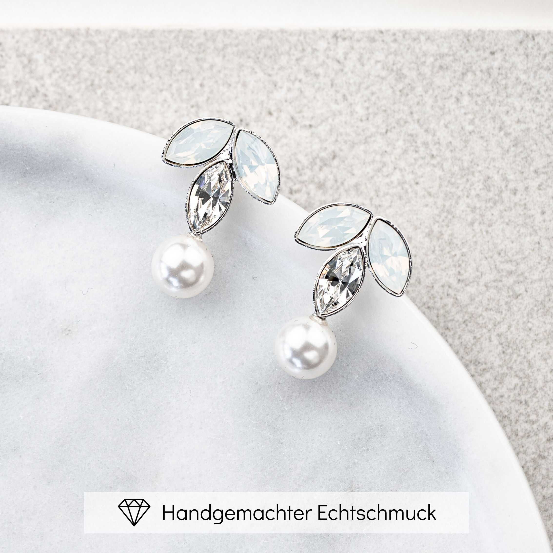 Katy | Brautohrringe mit Perlen und Kristallen