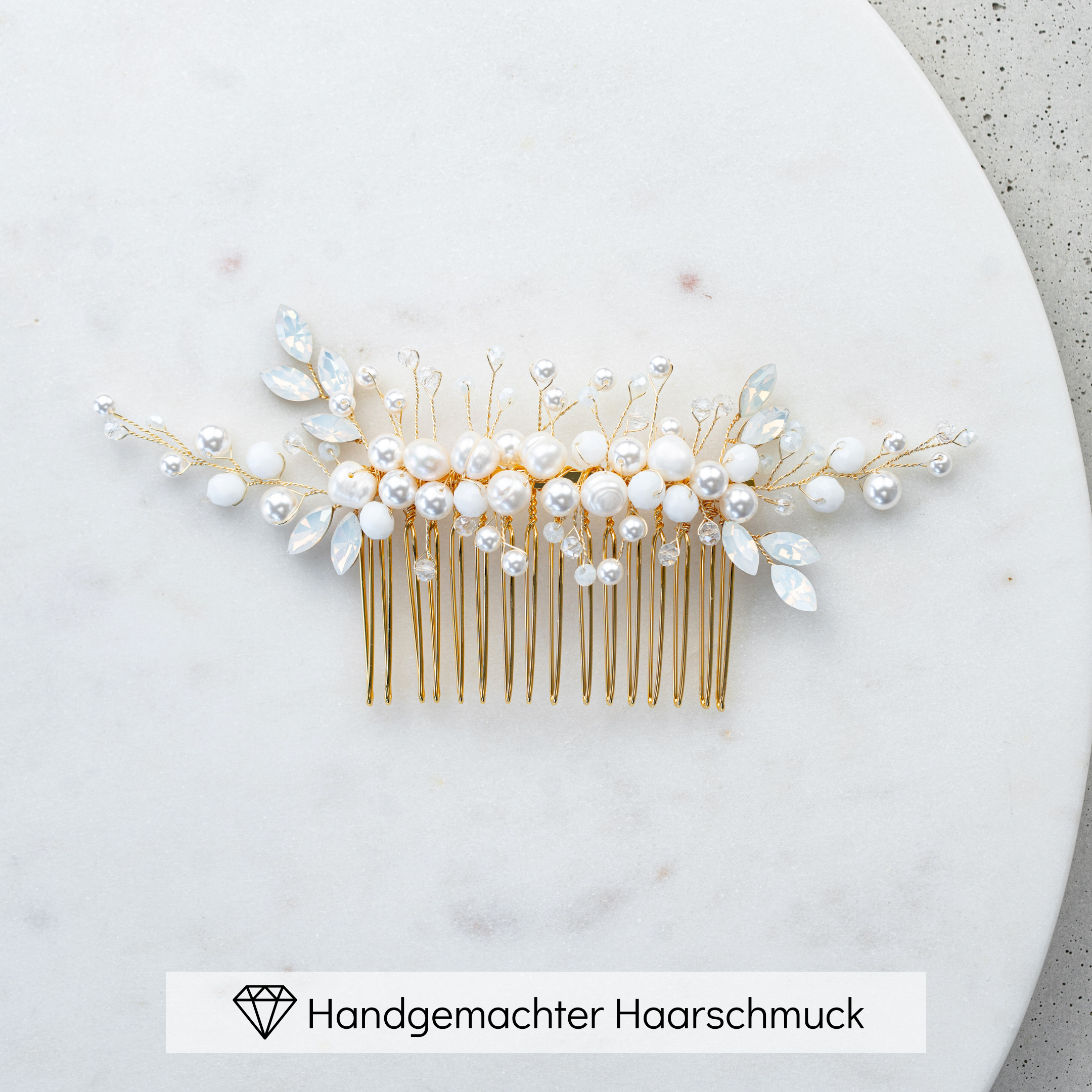 Kris | Haarschmuck Hochzeit - Haarkamm mit Perlen und Kristallen