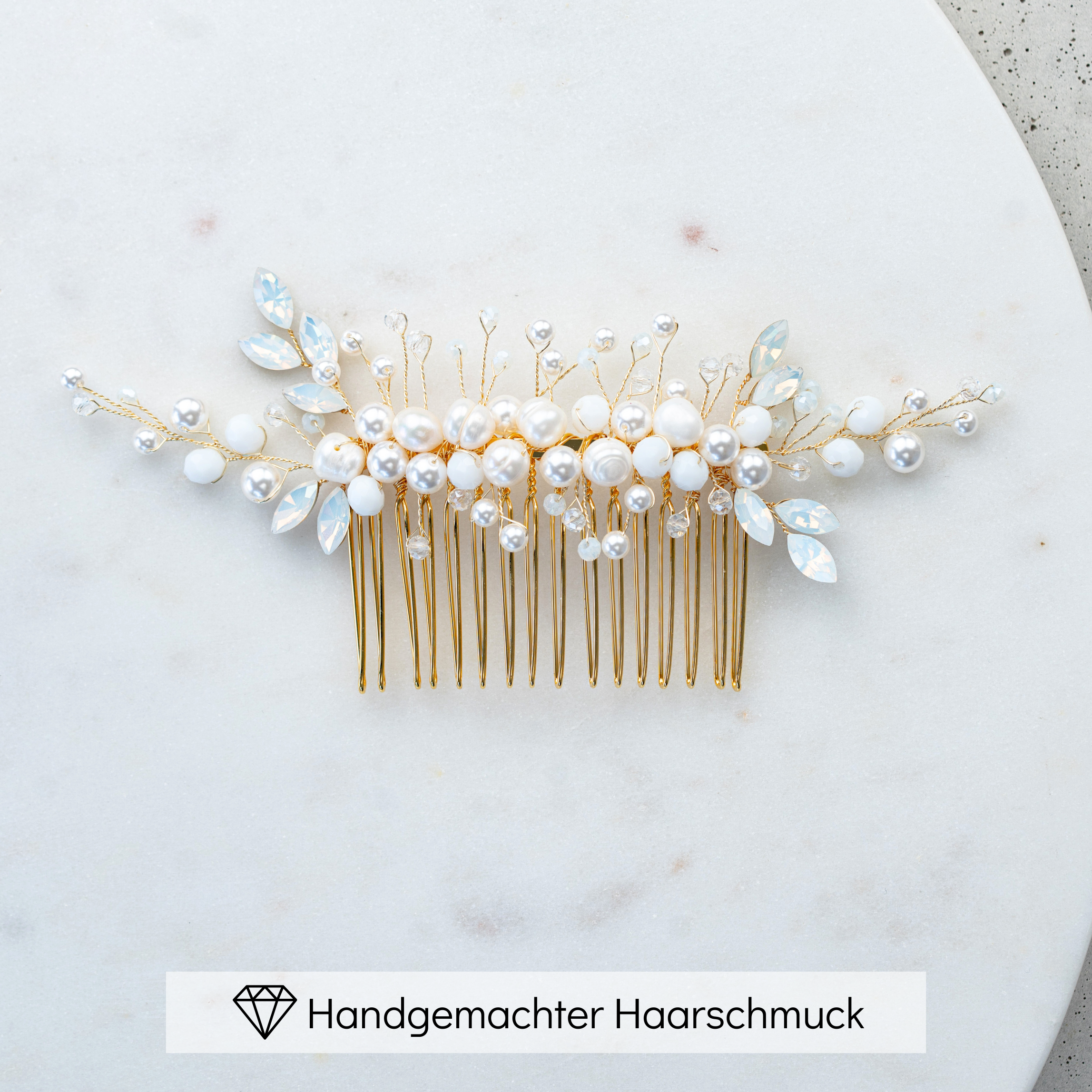 Kris | Haarschmuck Hochzeit - Haarkamm mit Perlen und Kristallen