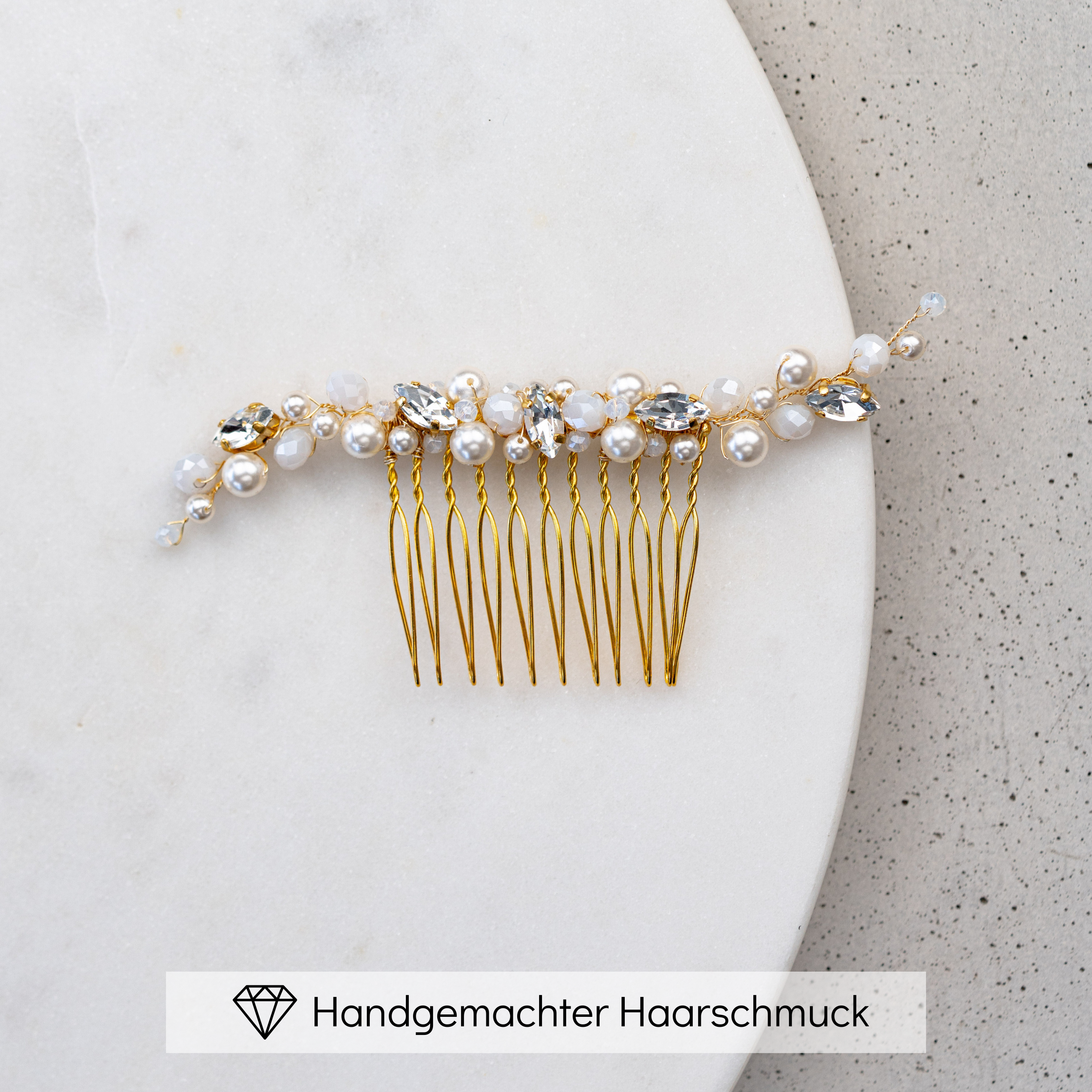 Kylie | Brauthaarschmuck - Haarkamm mit Perlen und Kristallen