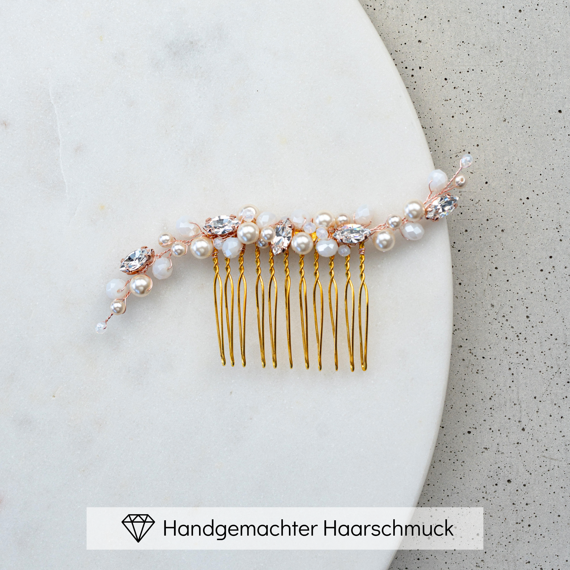 Kylie | Brauthaarschmuck - Haarkamm mit Perlen und Kristallen