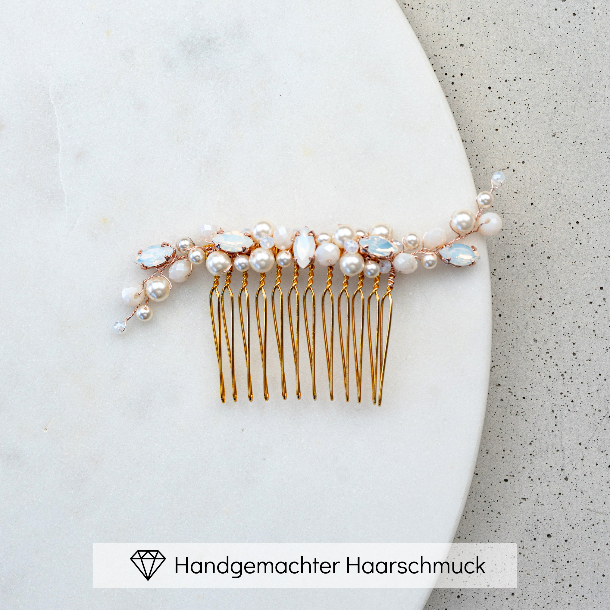 Kylie | Brauthaarschmuck - Haarkamm mit Perlen und Kristallen