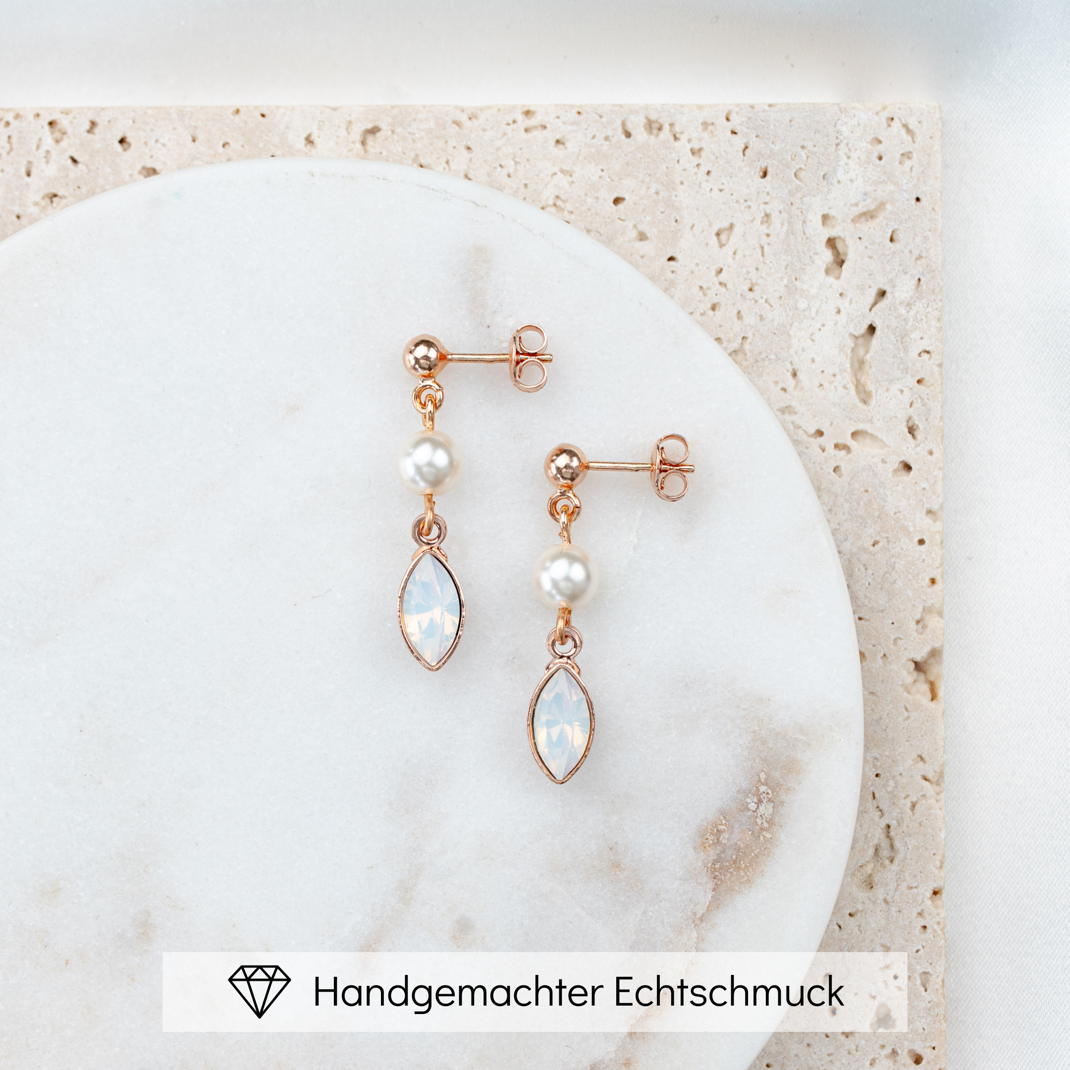 Kylie | Ohrringe Hochzeit mit Perle und Kristall