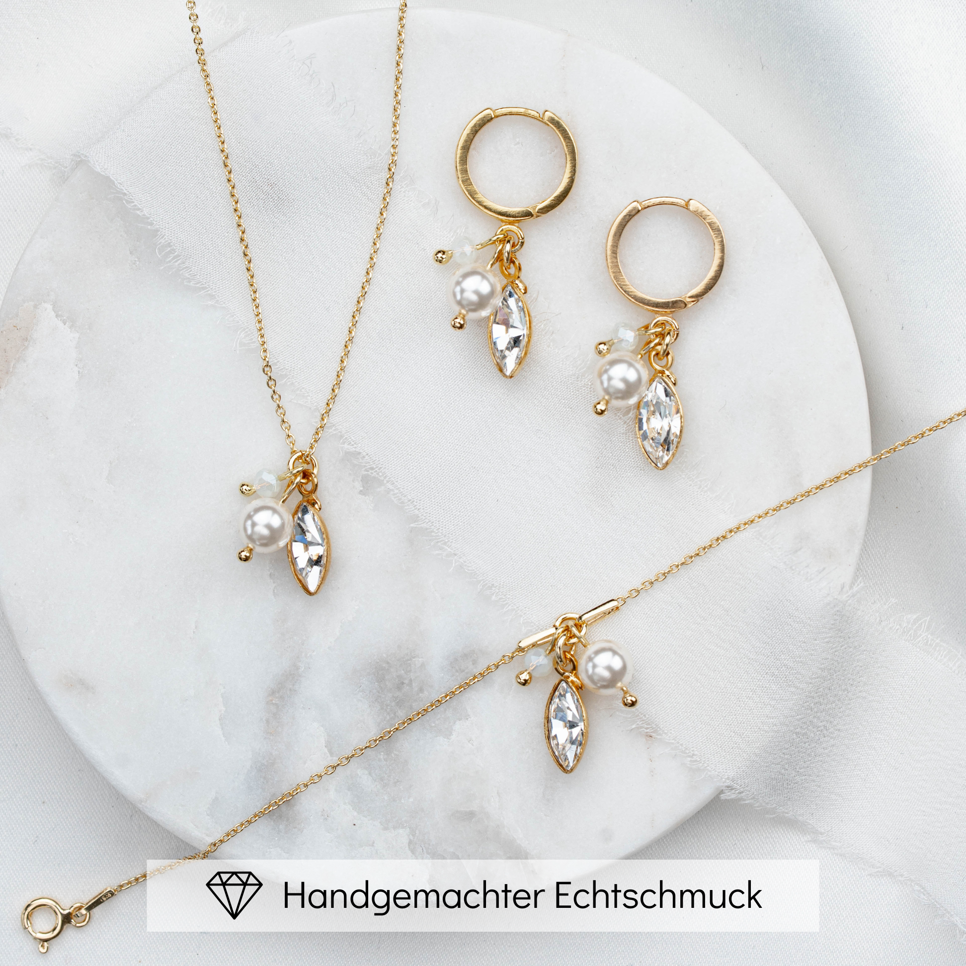 Kylie | Brautschmuck Set mit Perlen und Kristallen