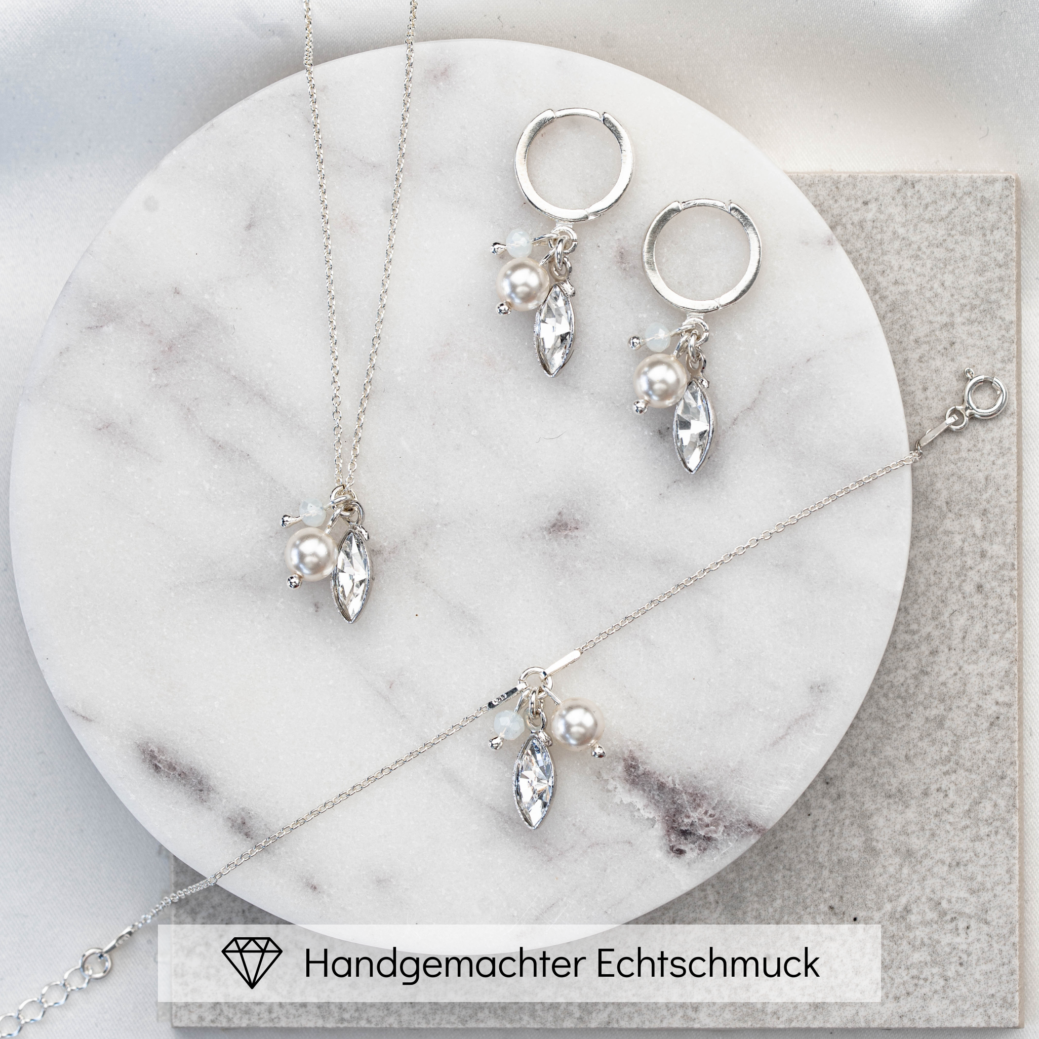 Kylie | Brautschmuck Set mit Perlen und Kristallen