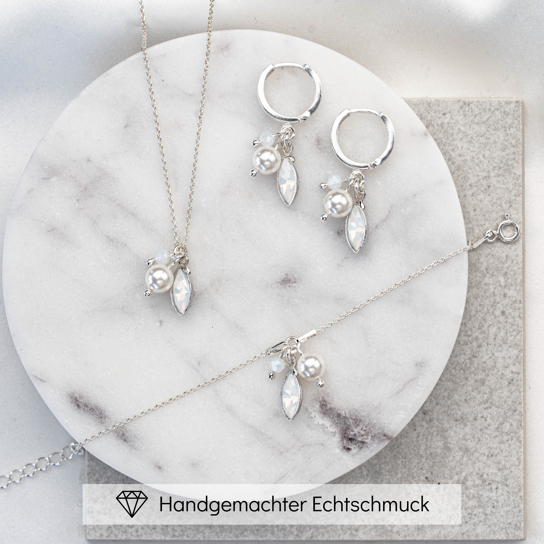 Kylie | Brautschmuck Set mit Perlen und Kristallen