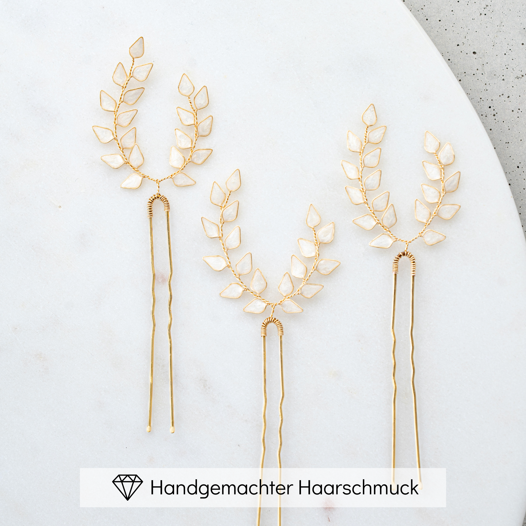 Lana | Brauthaarschmuck - Haarnadeln mit Blättern