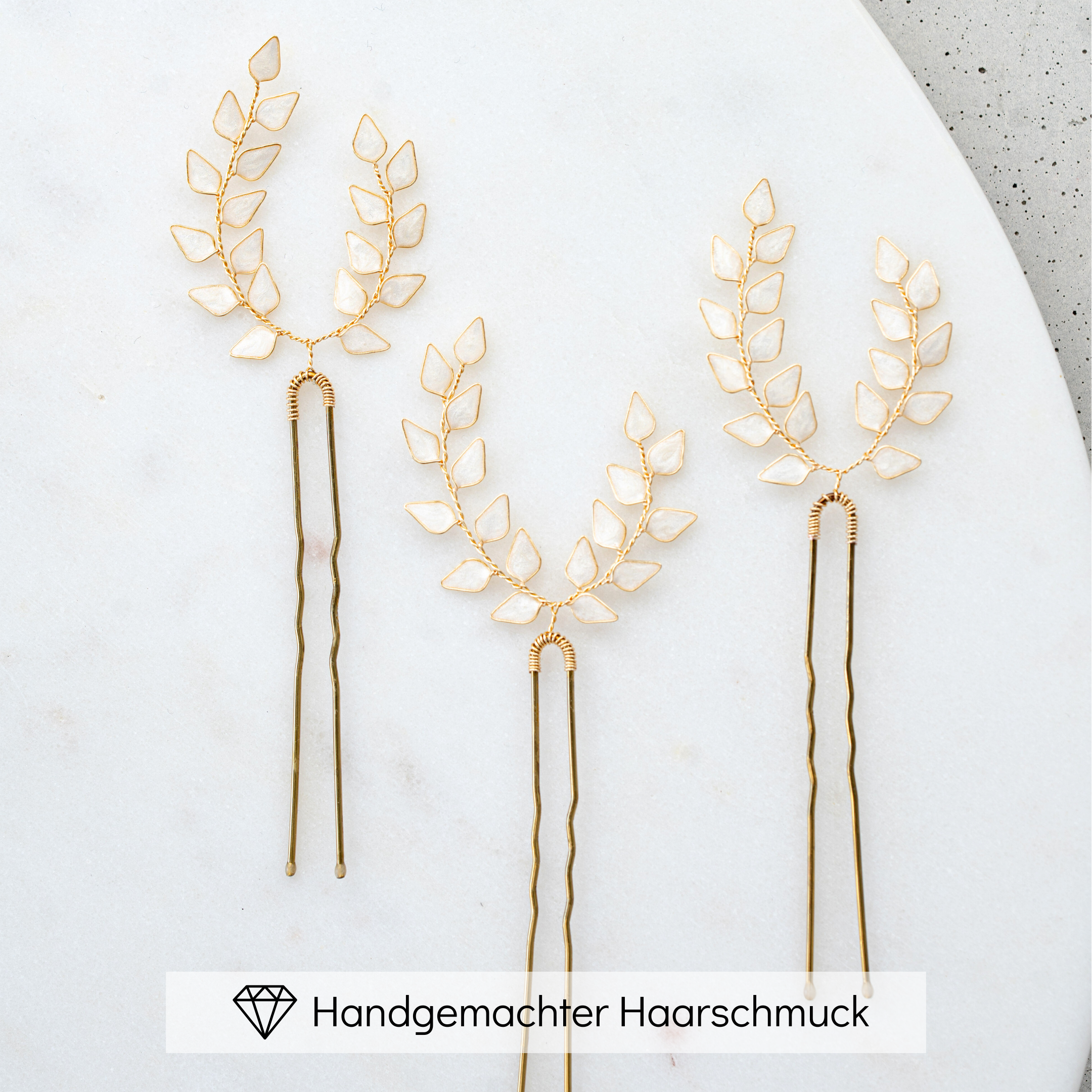 Lana | Brauthaarschmuck - Haarnadeln mit Blättern