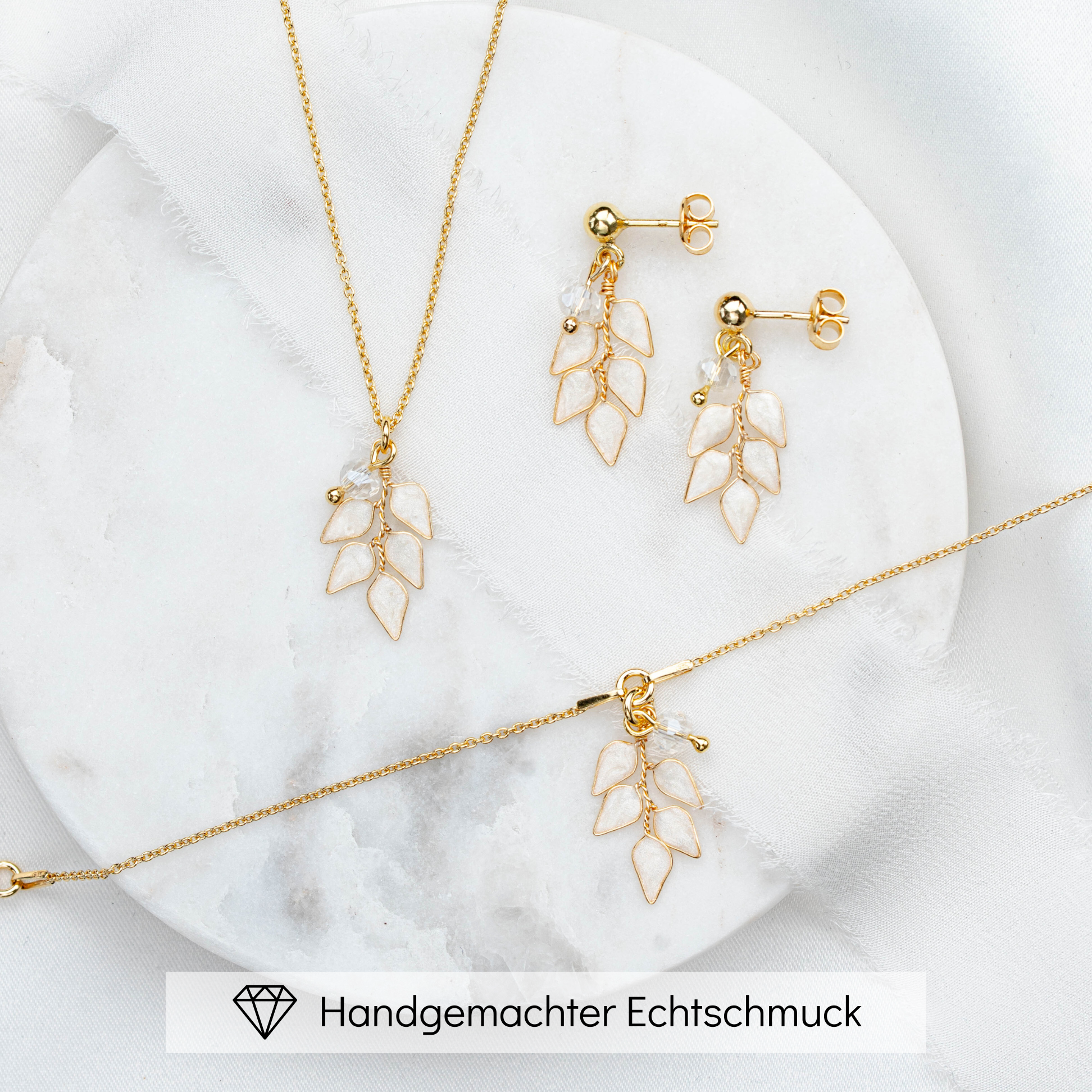 Lana | Brautschmuck Set mit Blättern