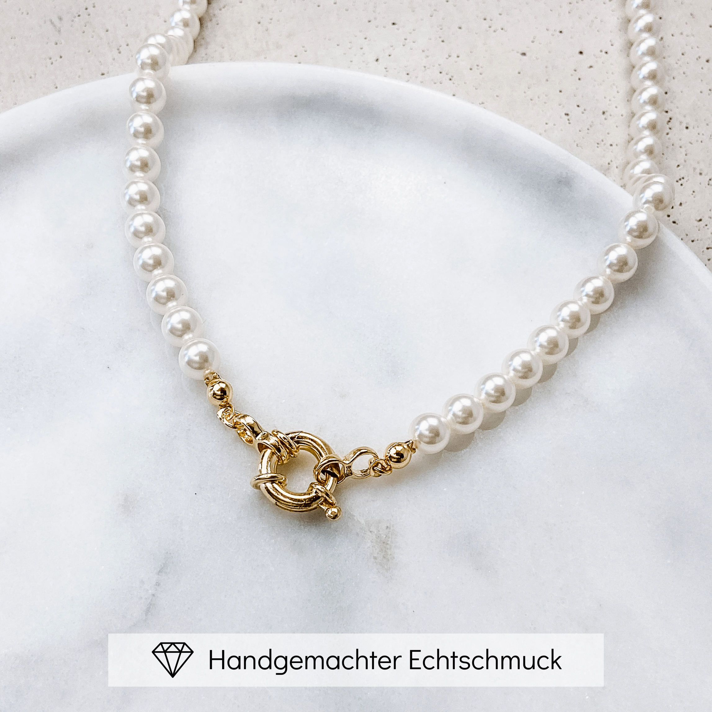 Laura | Brautperlenkette mit Schmuck Karabiner