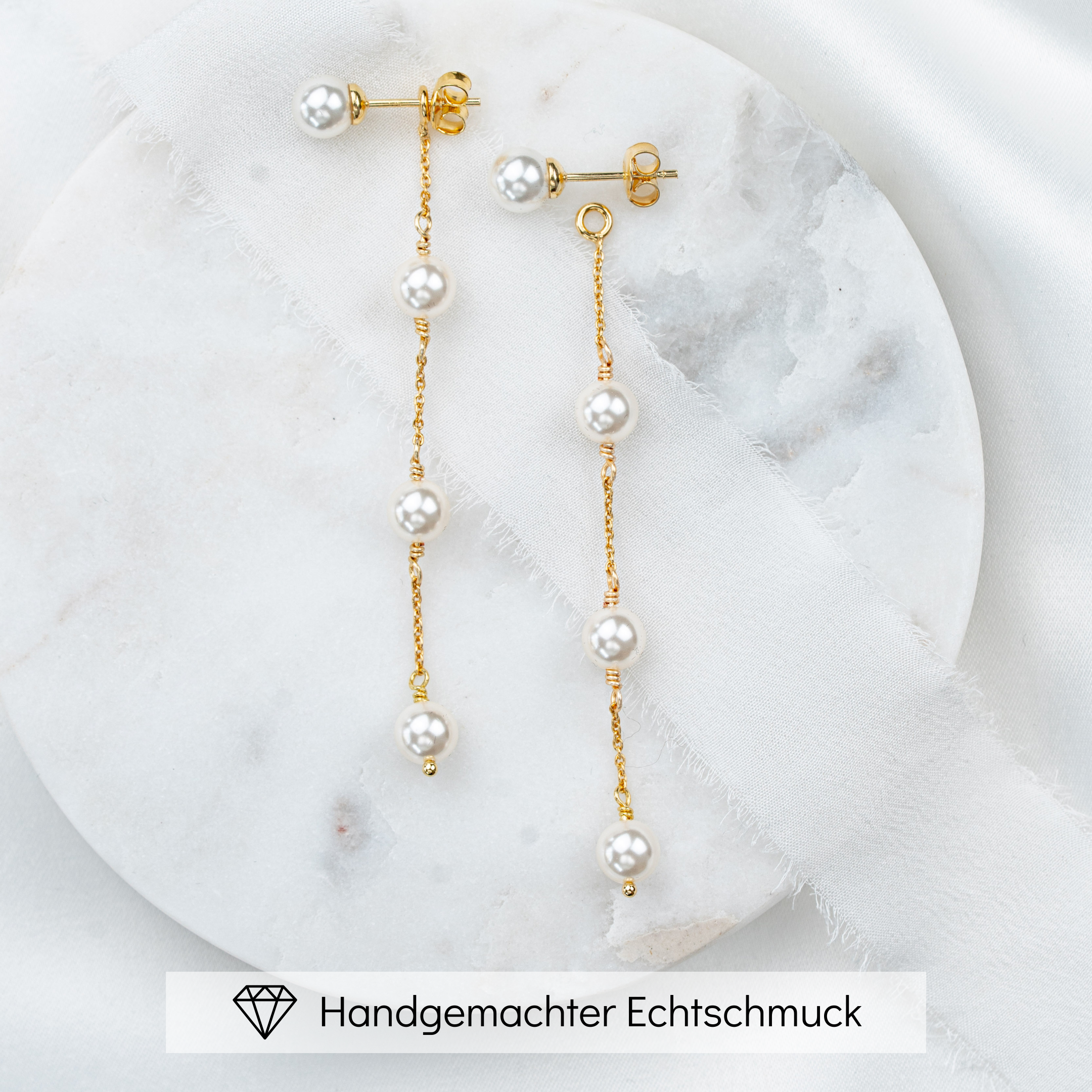 Lola | Ohrringe Hochzeit mit Perlen hängend