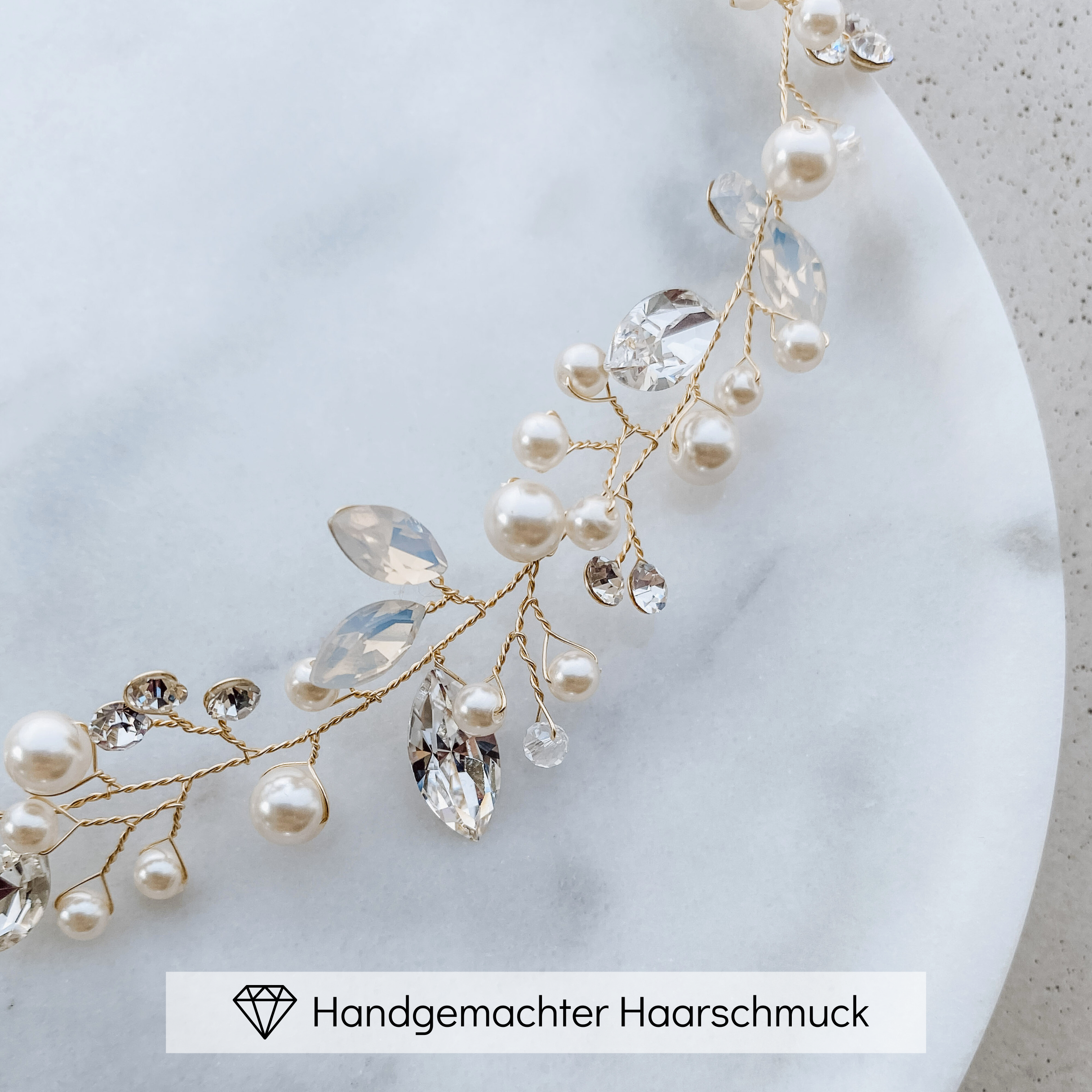 Luise | Haarschmuck Hochzeit mit Perlen und Kristallen