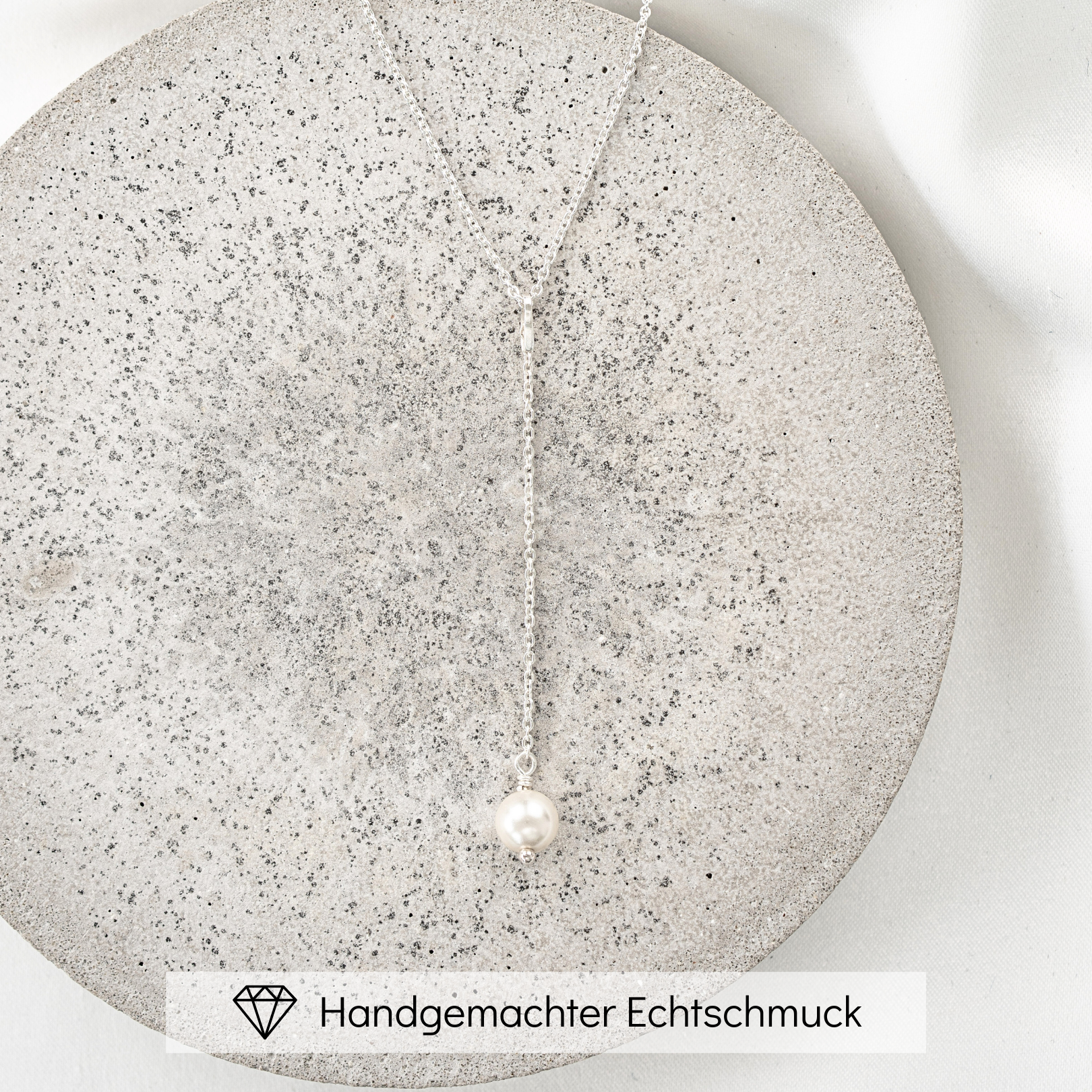 Mia | Brauthalskette mit Perle vegan - Y-Kette