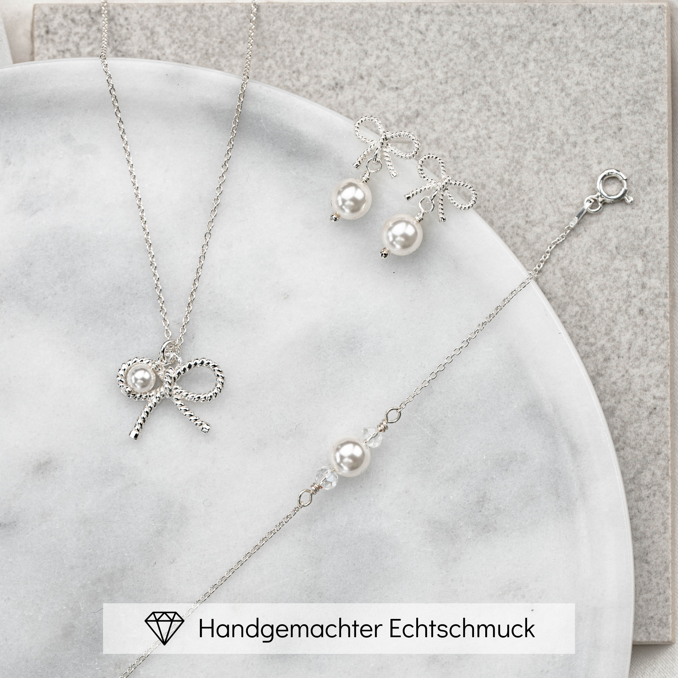 Pinella | Brautschmuck Set mit Schleife und Perle