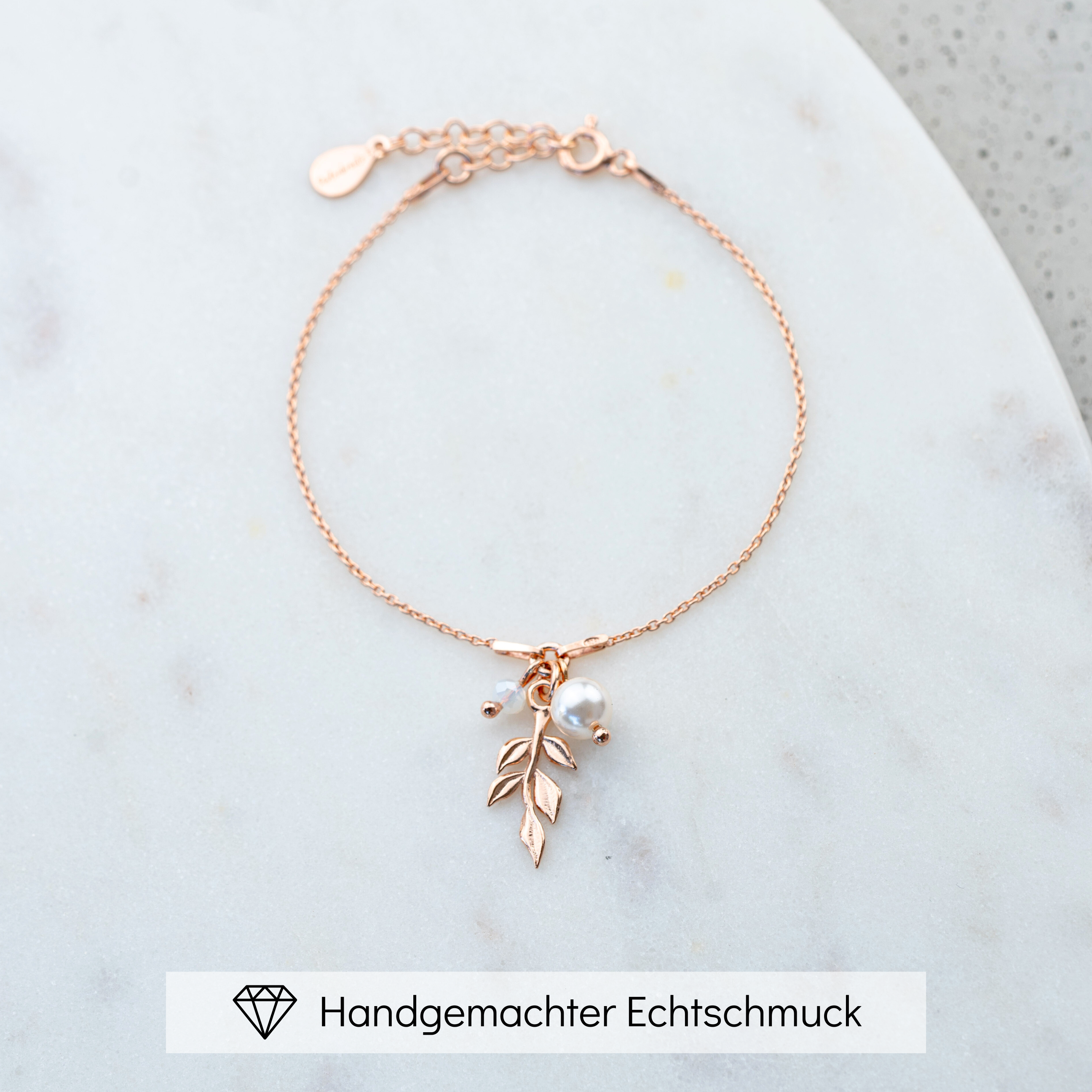 Resi | Brautarmband mit Blatt und Perle