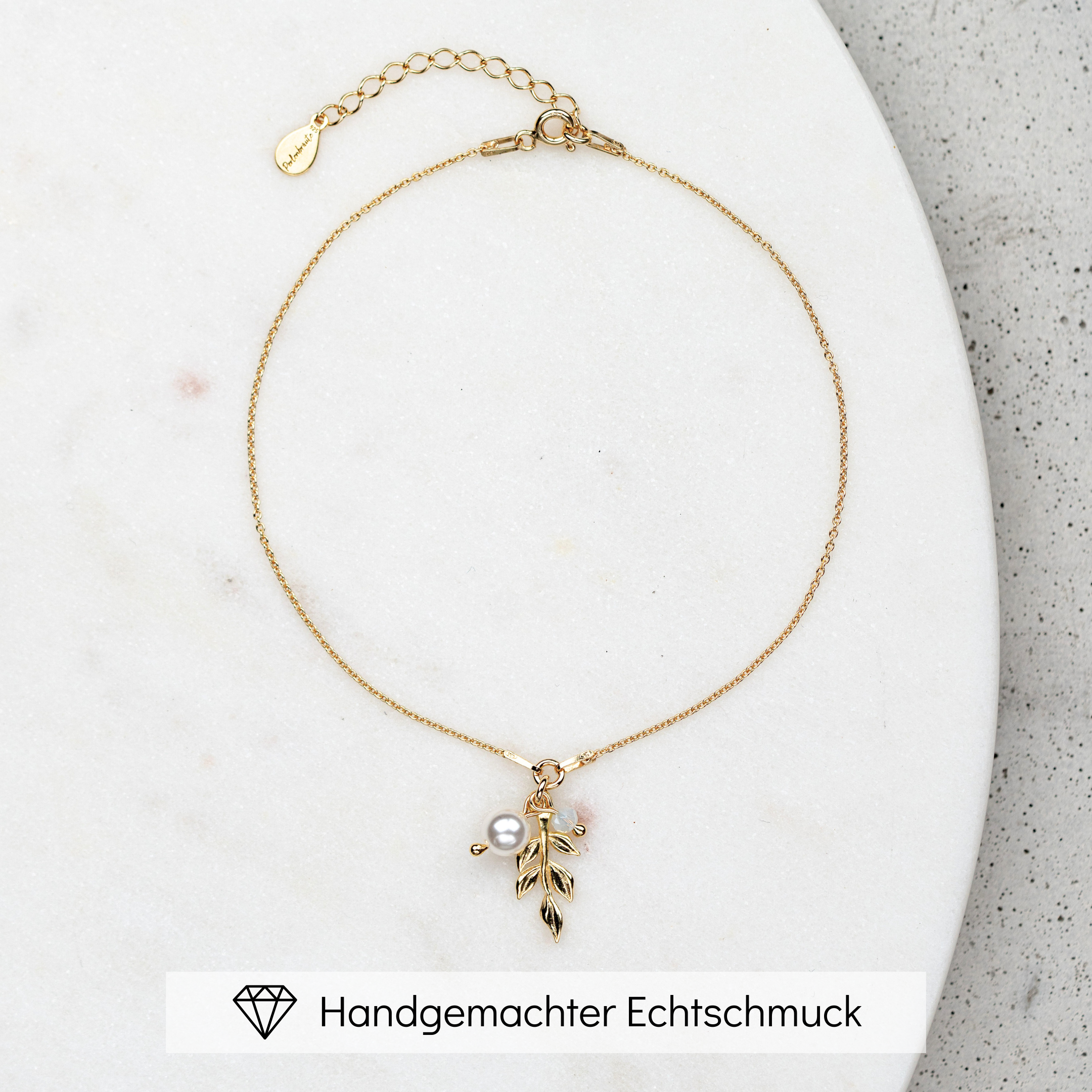 Resi | Braut Fußkettchen mit Blatt