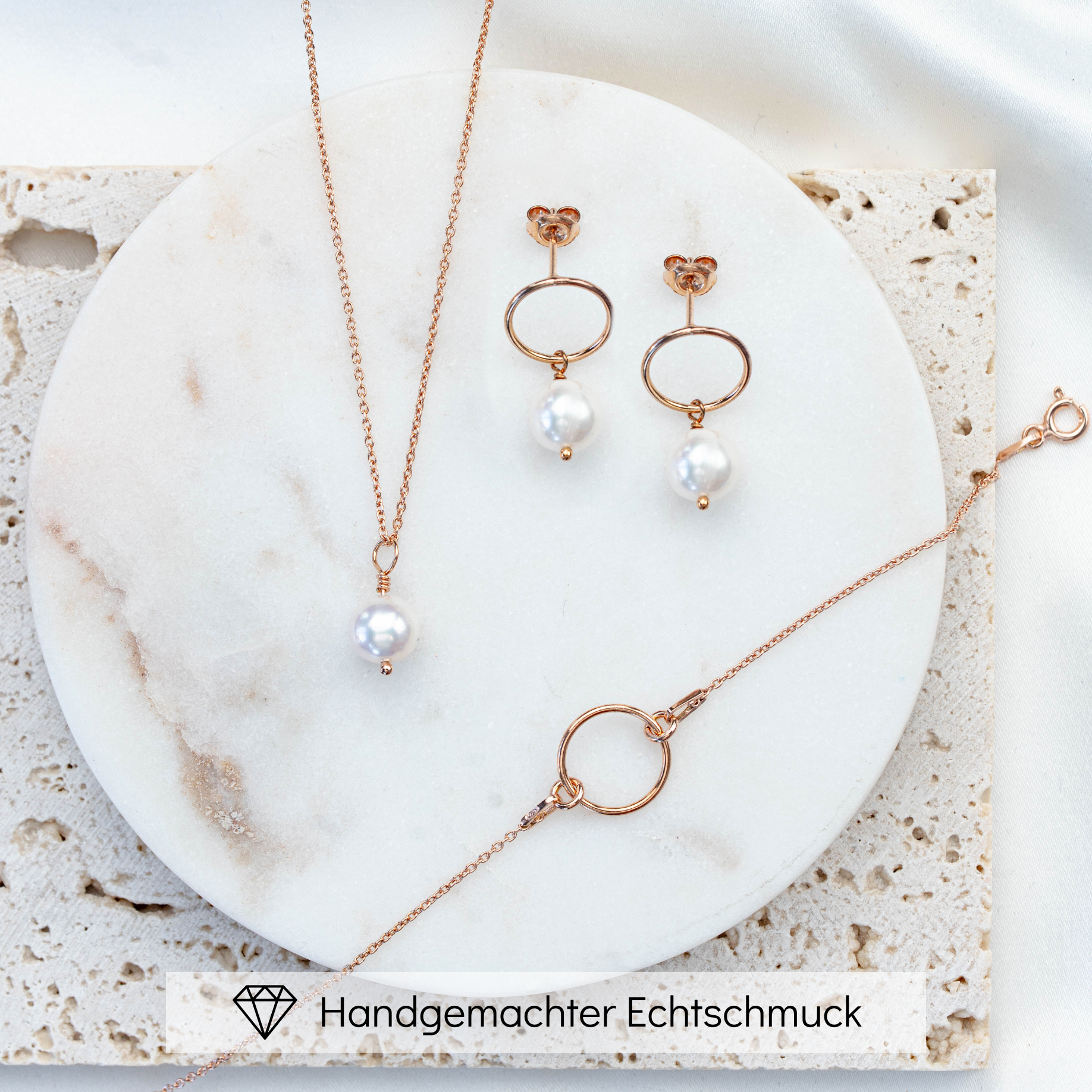 Toni | Hochzeitsschmuck Set mit echten Süßwasserperlen