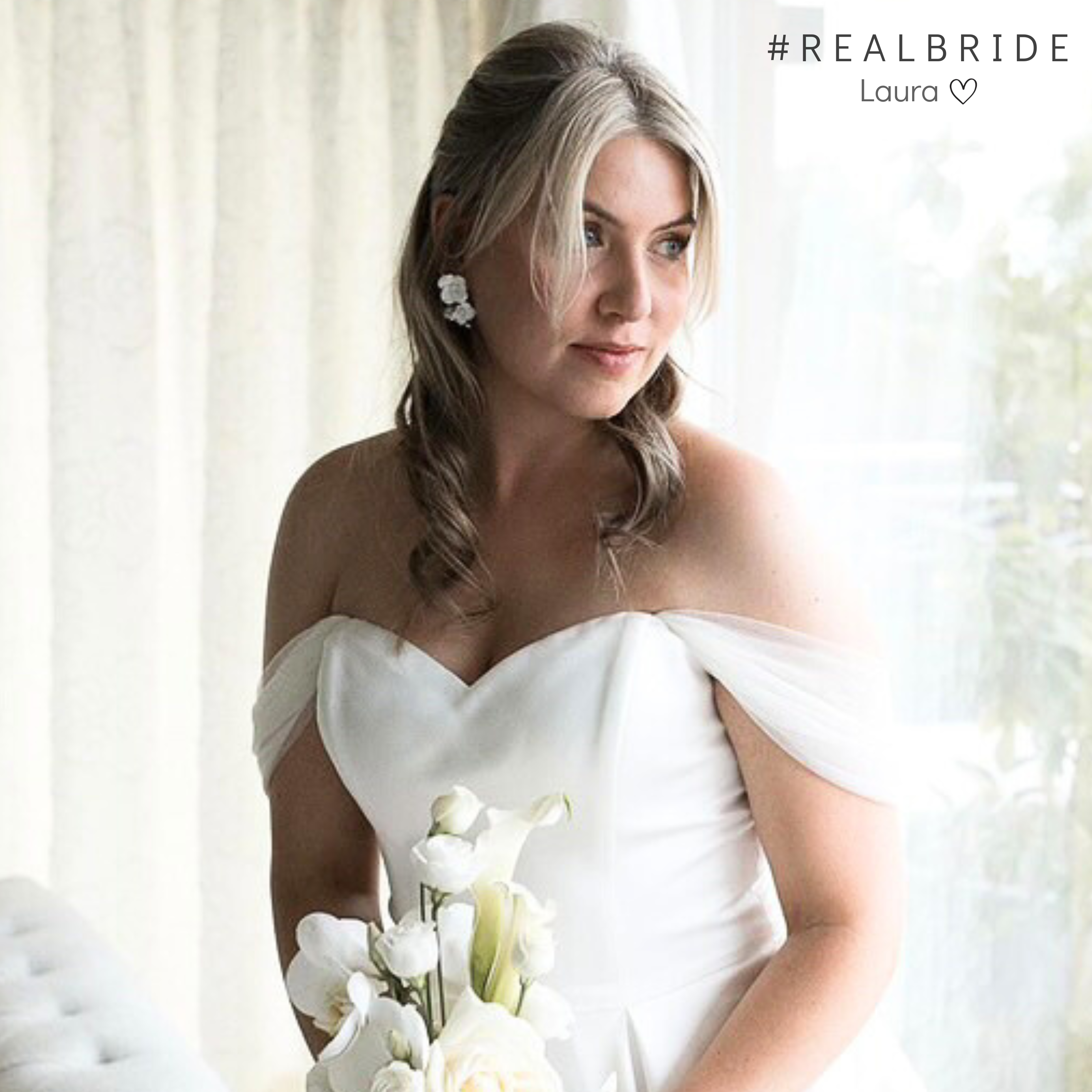 Coco klein | Brautohrringe mit weißen Blüten und echten Perlen