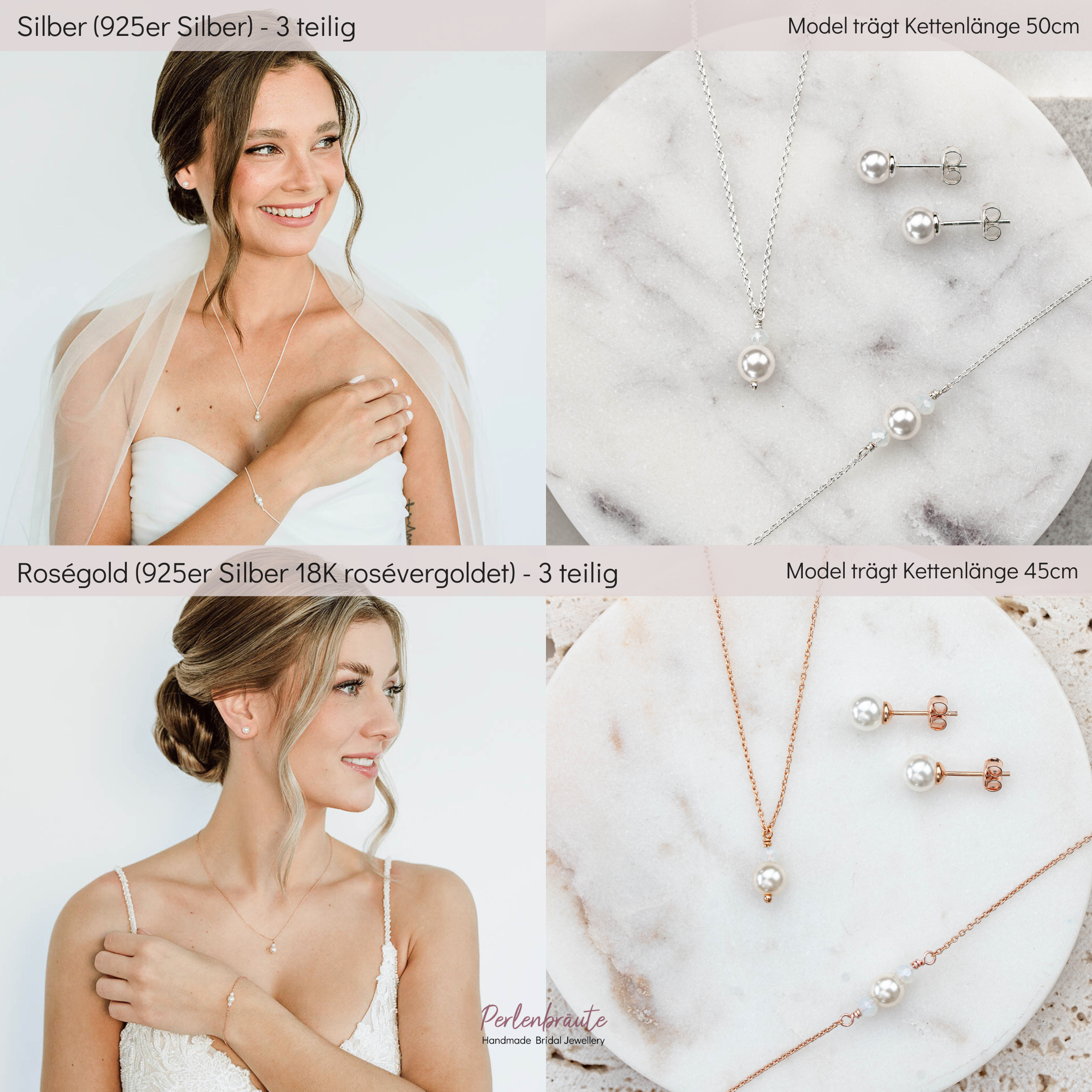 Ari | Brautschmuck Set mit Perlen - Perlenschmuck Hochzeit