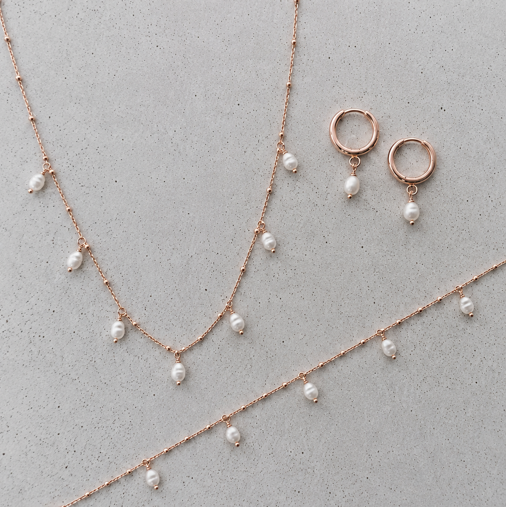 Kaya | Brautschmuck Set mit echten Süßwasserperlen