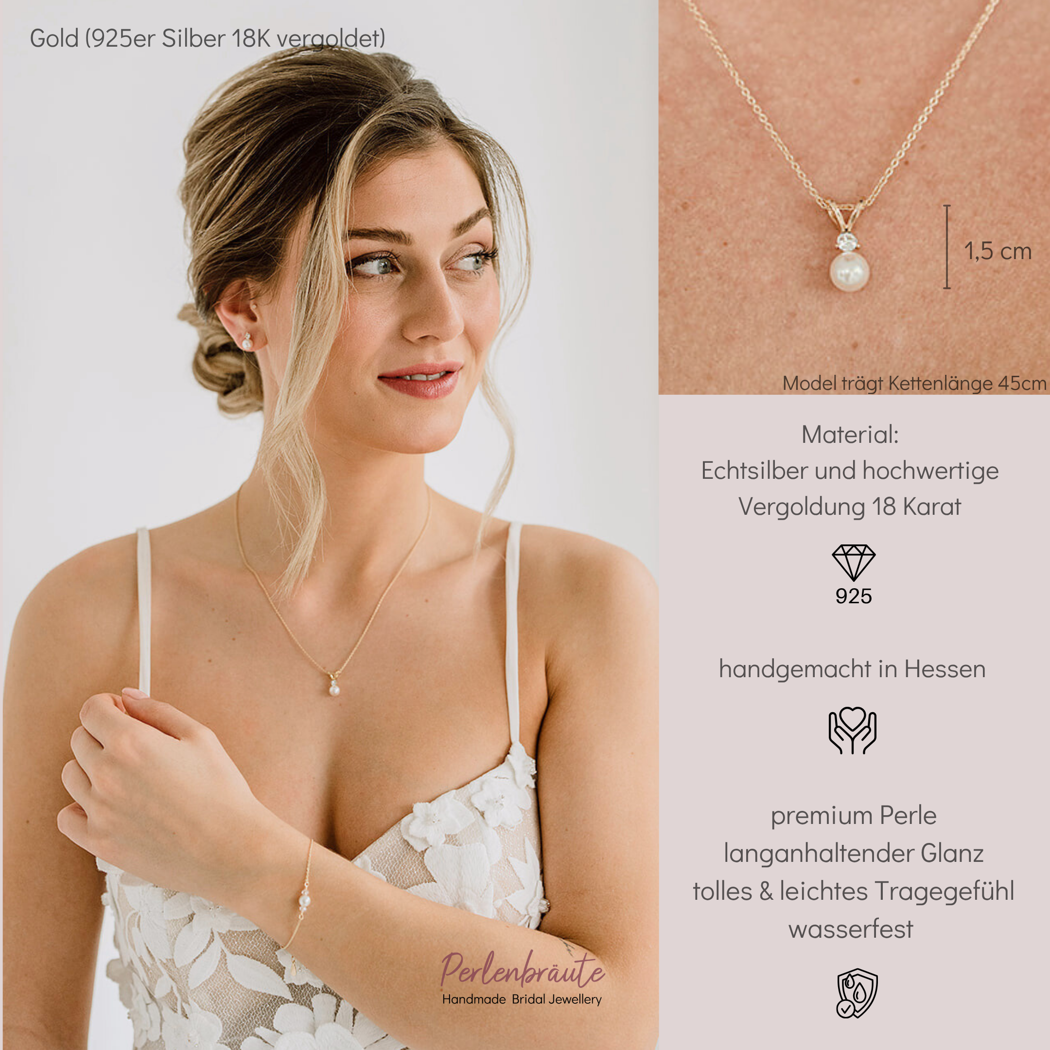 Smilla | Brautkette mit Perle und Zirkonia