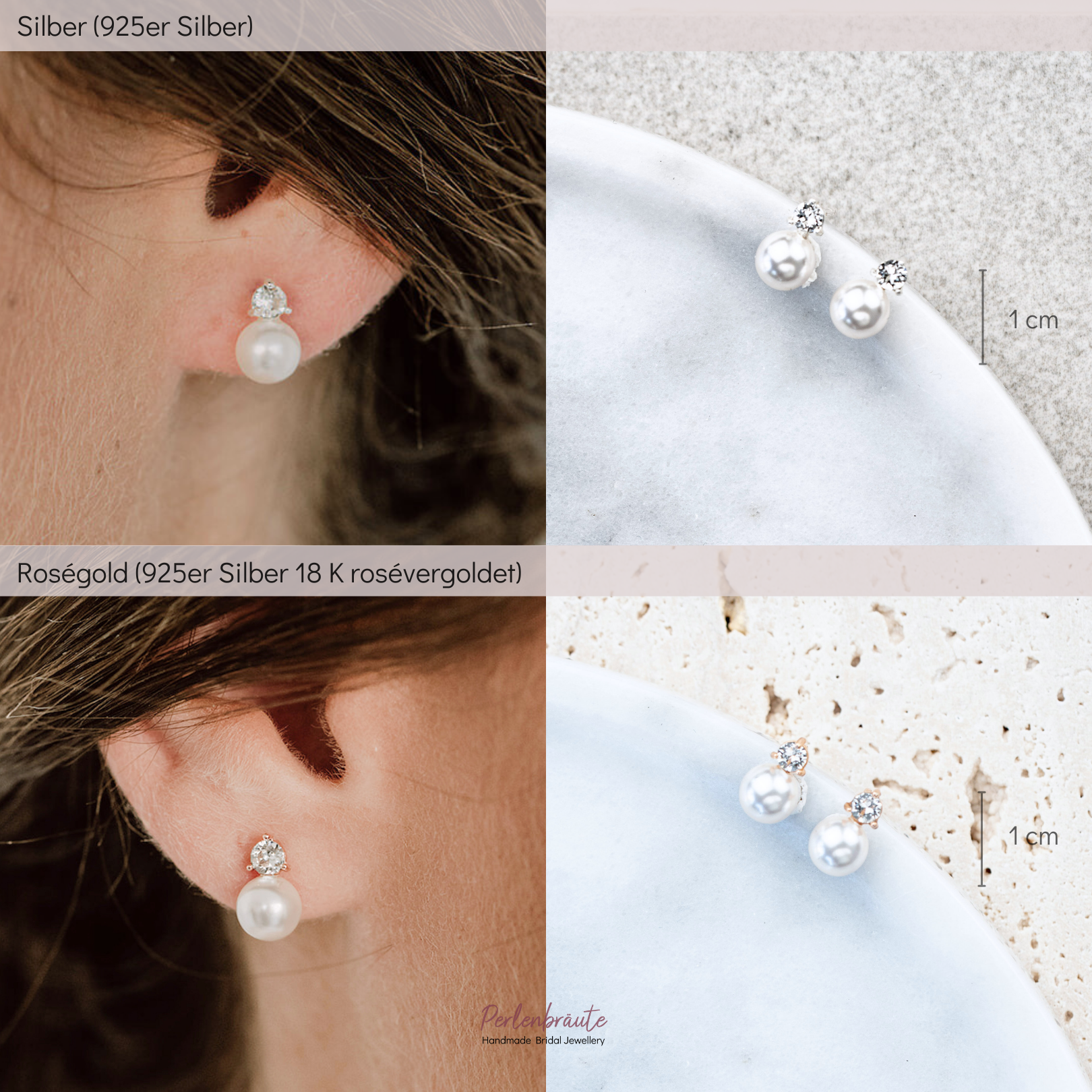 Smilla | Brautohrstecker mit Zirkonia und Perle