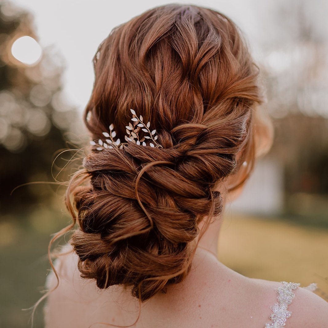 Lana | Brauthaarschmuck - Haarnadeln mit Blättern