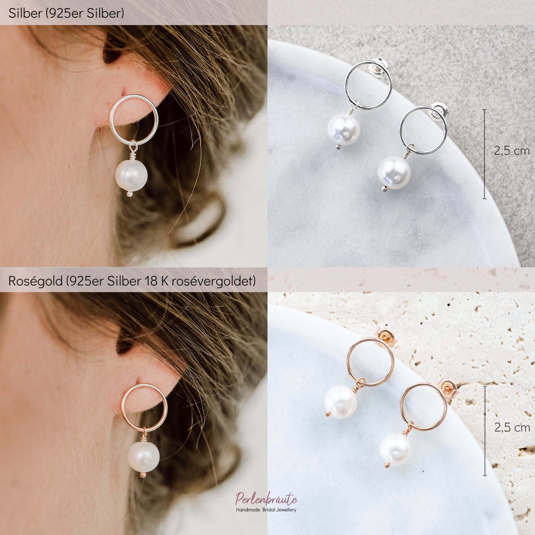 Toni | Brautohrringe mit echten Süßwasserperlen