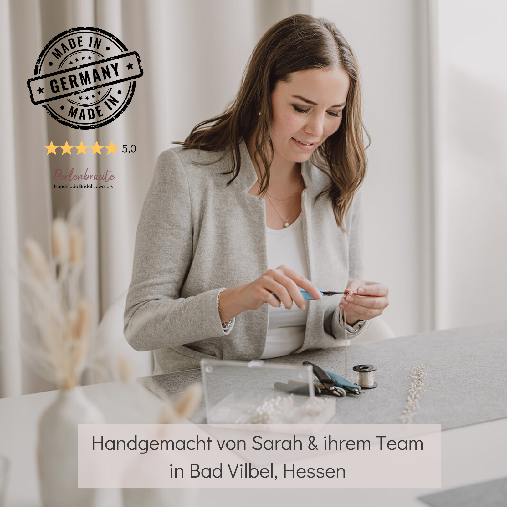 Amelie | Braut Creolen mit echter Perle