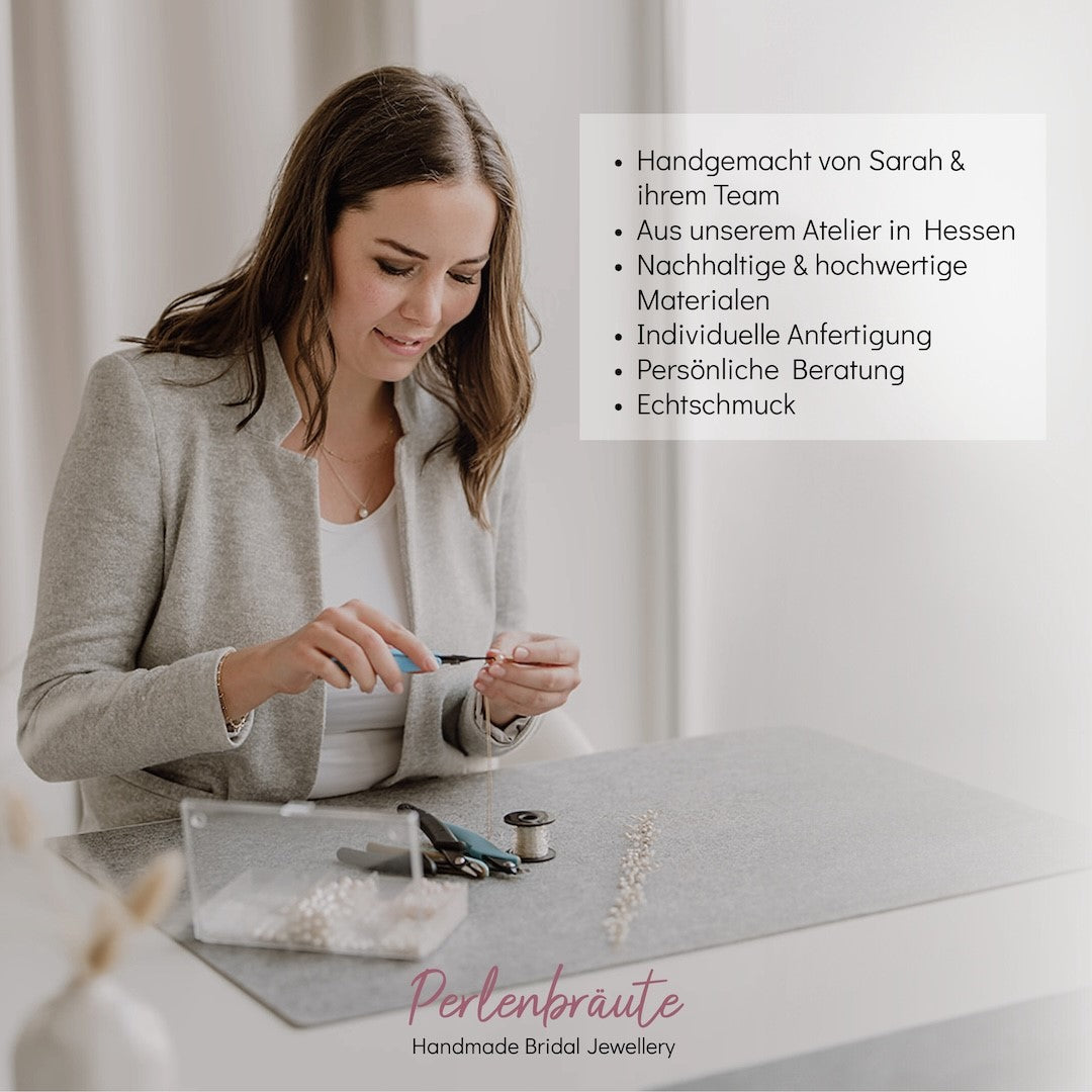 Greta | Diadem Krone - Braut Haarreif mit Perlen und Kristallen