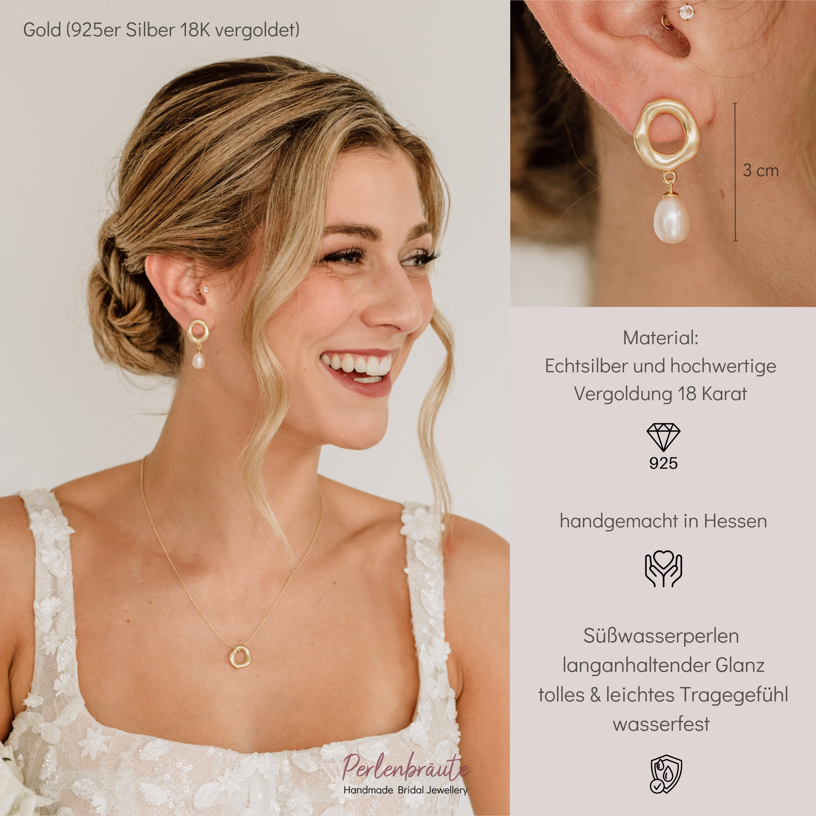 Allora | Braut Ohrringe mit echter Perle