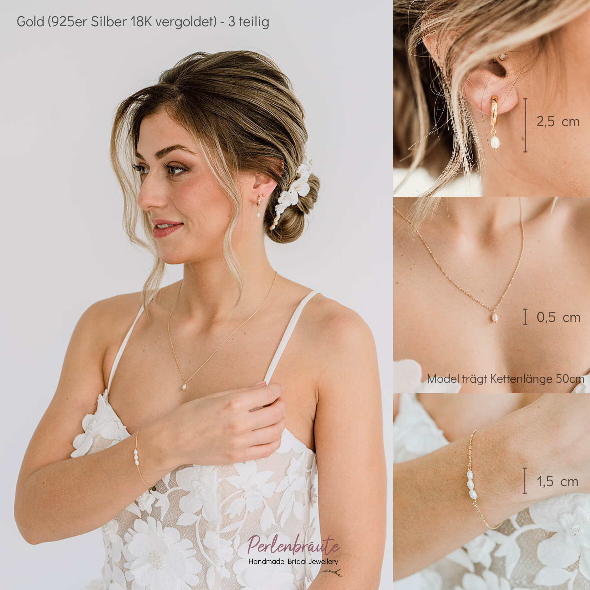 Amelie | Brautschmuck Set mit Süßwasserperle