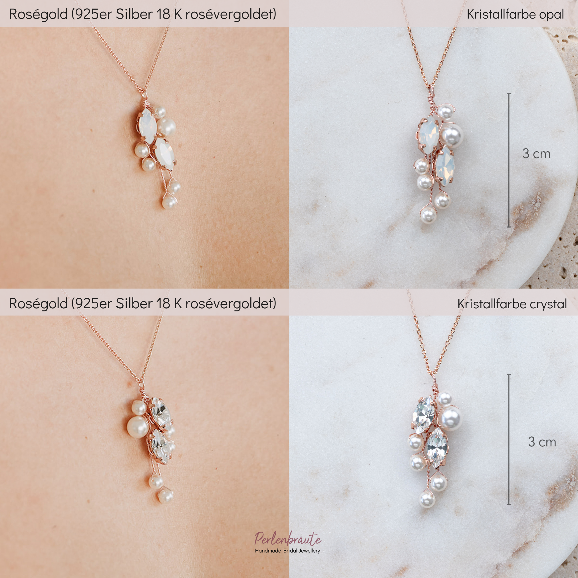 Anastasia | Halskette Hochzeit mit Perlen und Kristallen