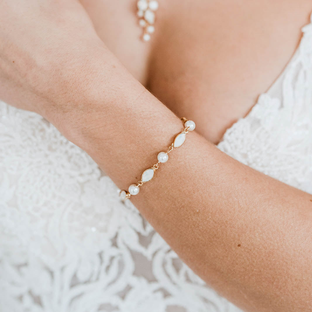 Kylie | Armband Hochzeit mit Perlen und Kristallen